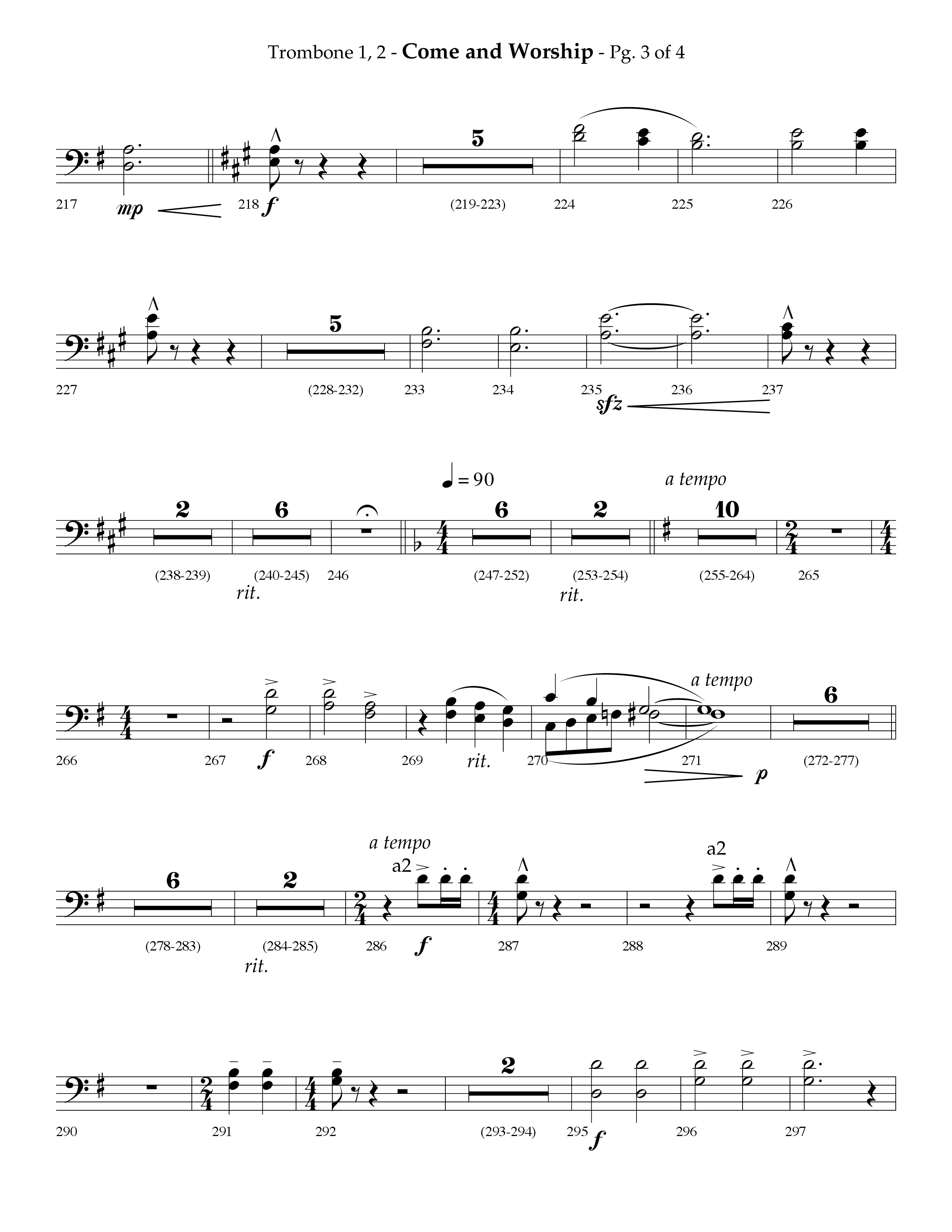 Come And Worship (A Suite For Christmas) (with Angels From The Realms Of Glory, Angels We Have Heard (Choral Anthem SATB) Trombone 1/2 (Lifeway Choral / Arr. Phillip Keveren)