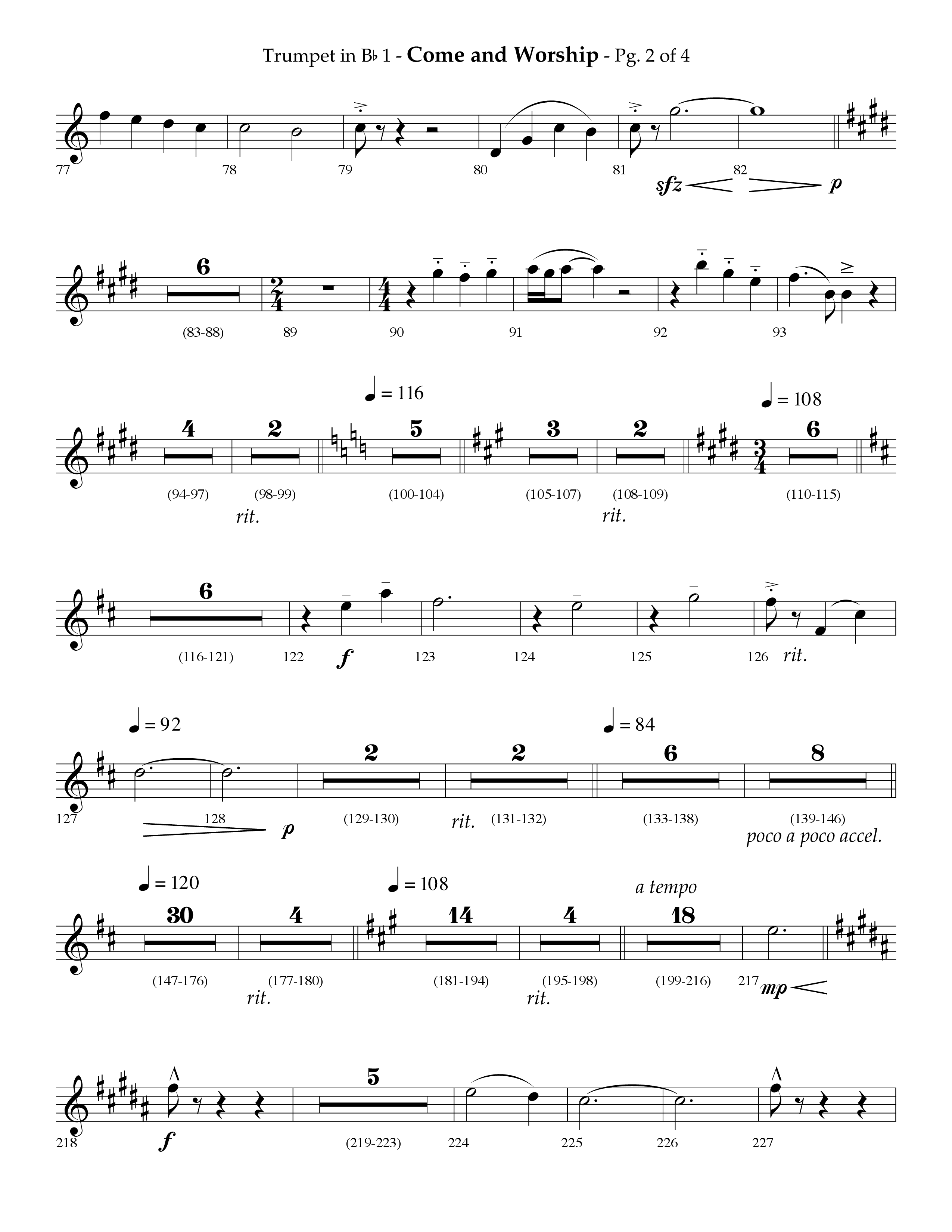 Come And Worship (A Suite For Christmas) (with Angels From The Realms Of Glory, Angels We Have Heard (Choral Anthem SATB) Trumpet 1 (Lifeway Choral / Arr. Phillip Keveren)