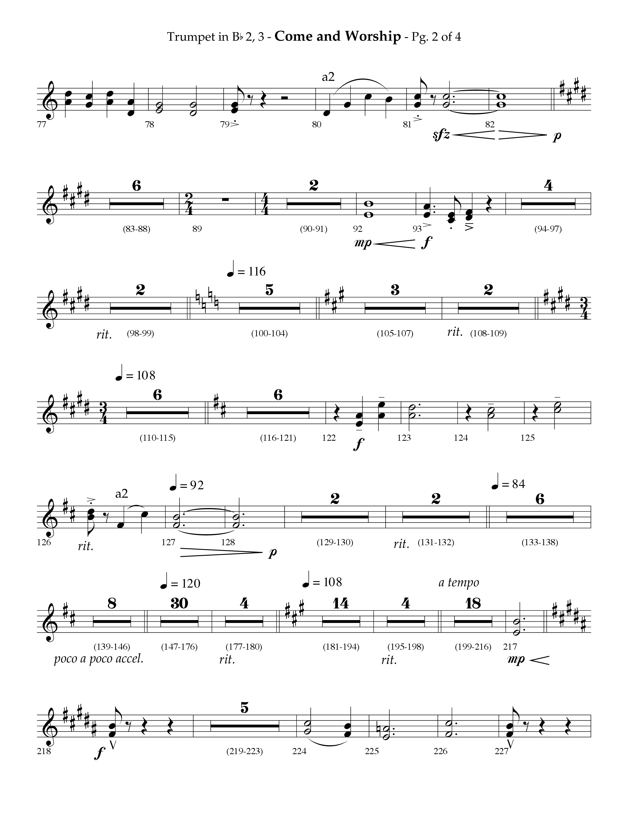 Come And Worship (A Suite For Christmas) (with Angels From The Realms Of Glory, Angels We Have Heard (Choral Anthem SATB) Trumpet 2/3 (Lifeway Choral / Arr. Phillip Keveren)