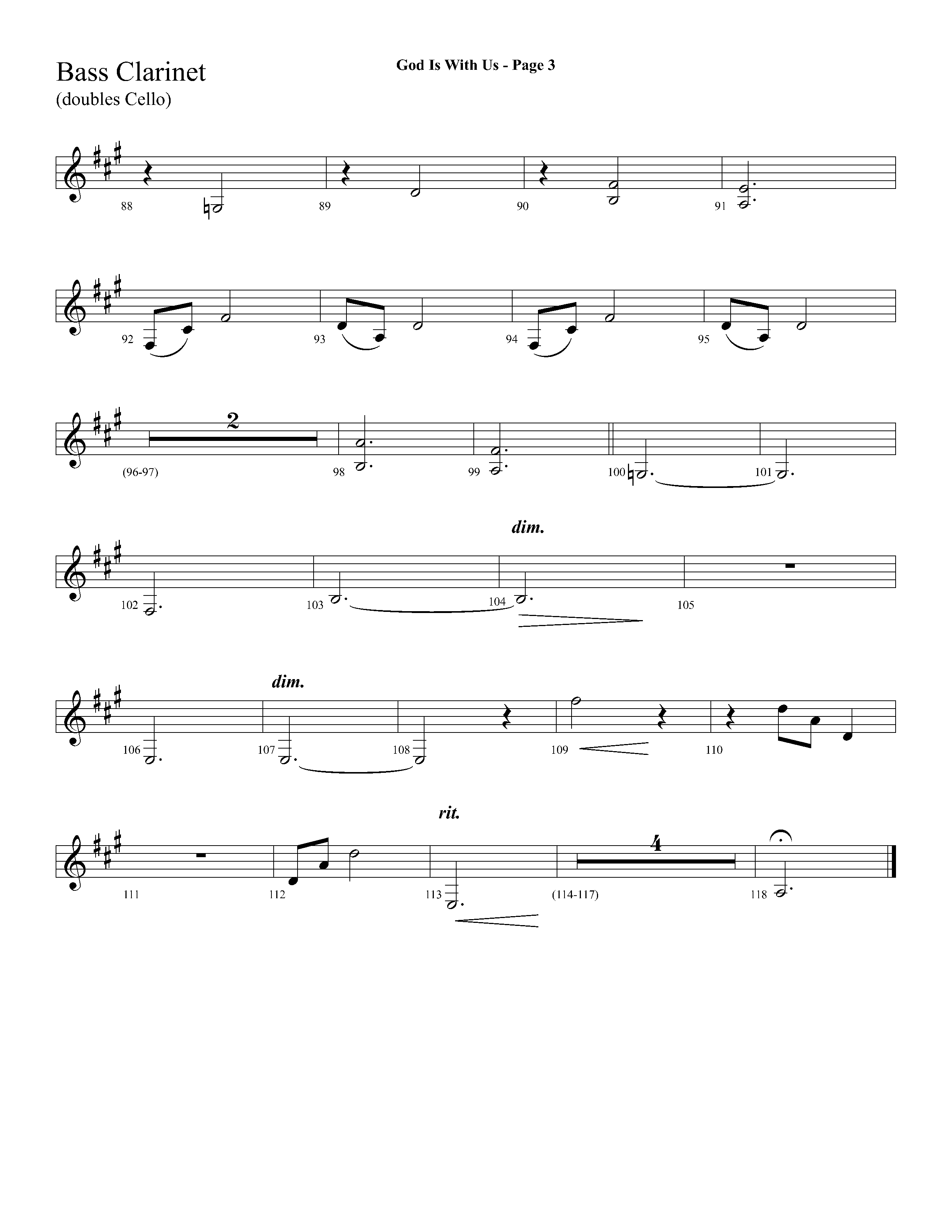 God Is With Us (with O Little Town Of Bethlehem) (Choral Anthem SATB) Bass Clarinet (Lifeway Choral / Arr. Dave Williamson)