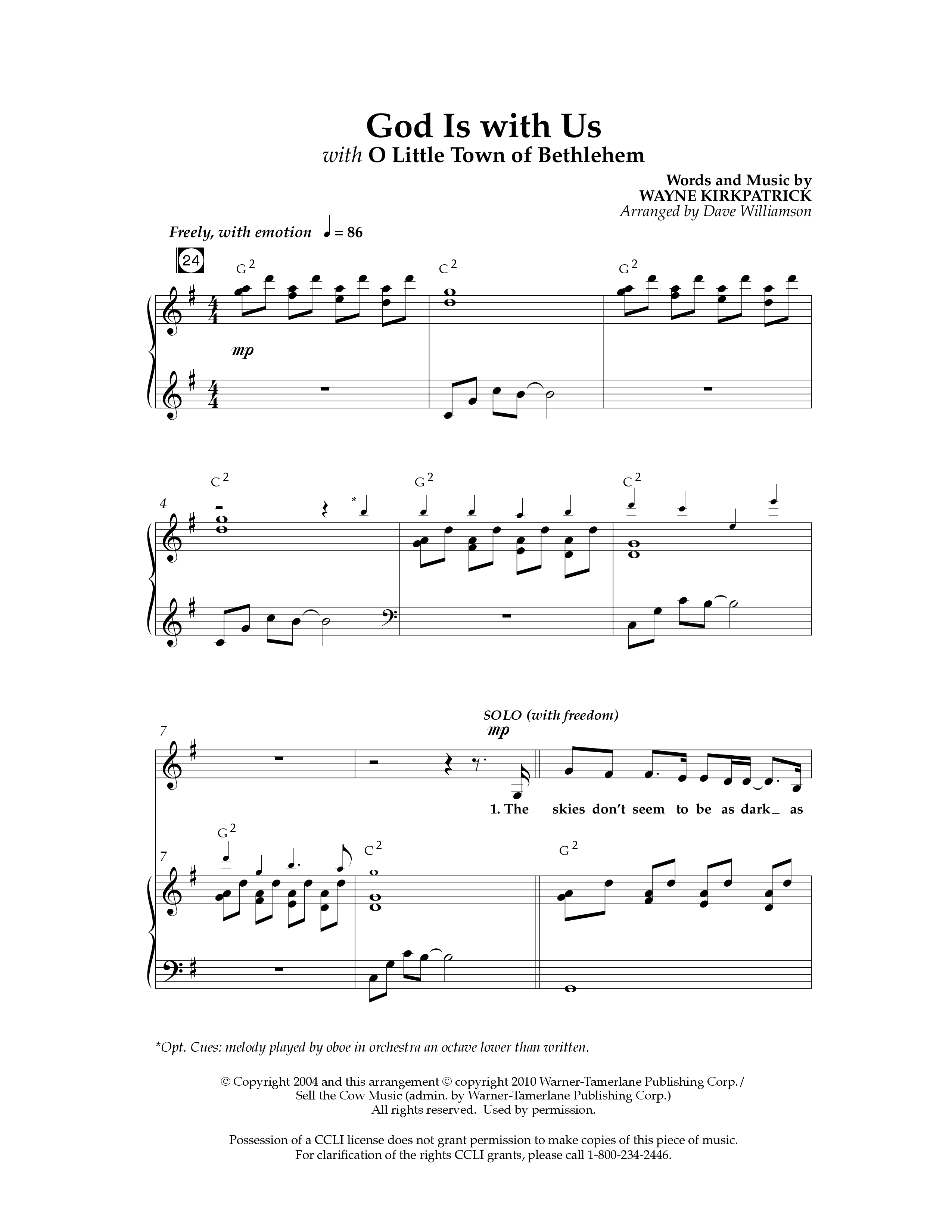 God Is With Us (with O Little Town Of Bethlehem) (Choral Anthem SATB) Anthem (SATB/Piano) (Lifeway Choral / Arr. Dave Williamson)