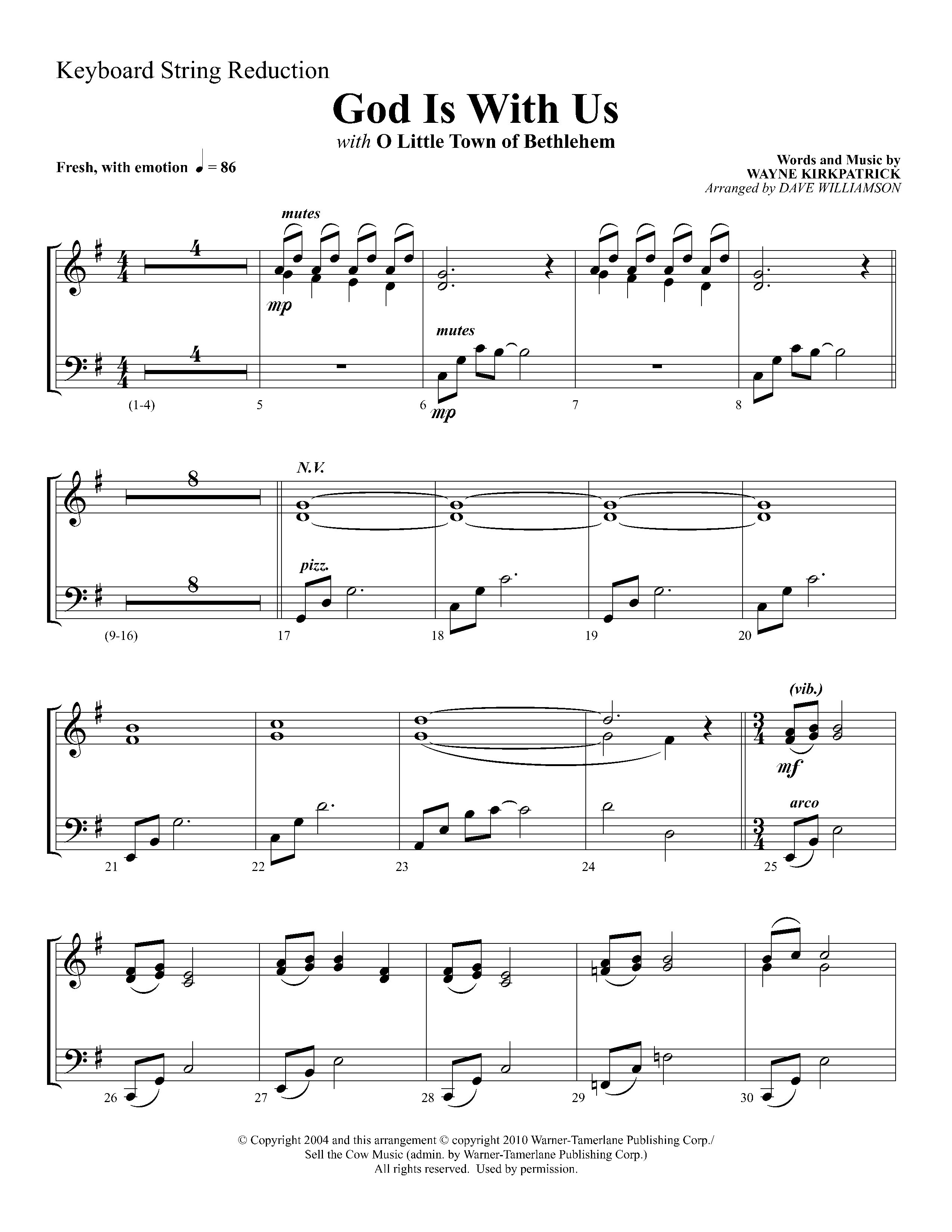 God Is With Us (with O Little Town Of Bethlehem) (Choral Anthem SATB) String Reduction (Lifeway Choral / Arr. Dave Williamson)