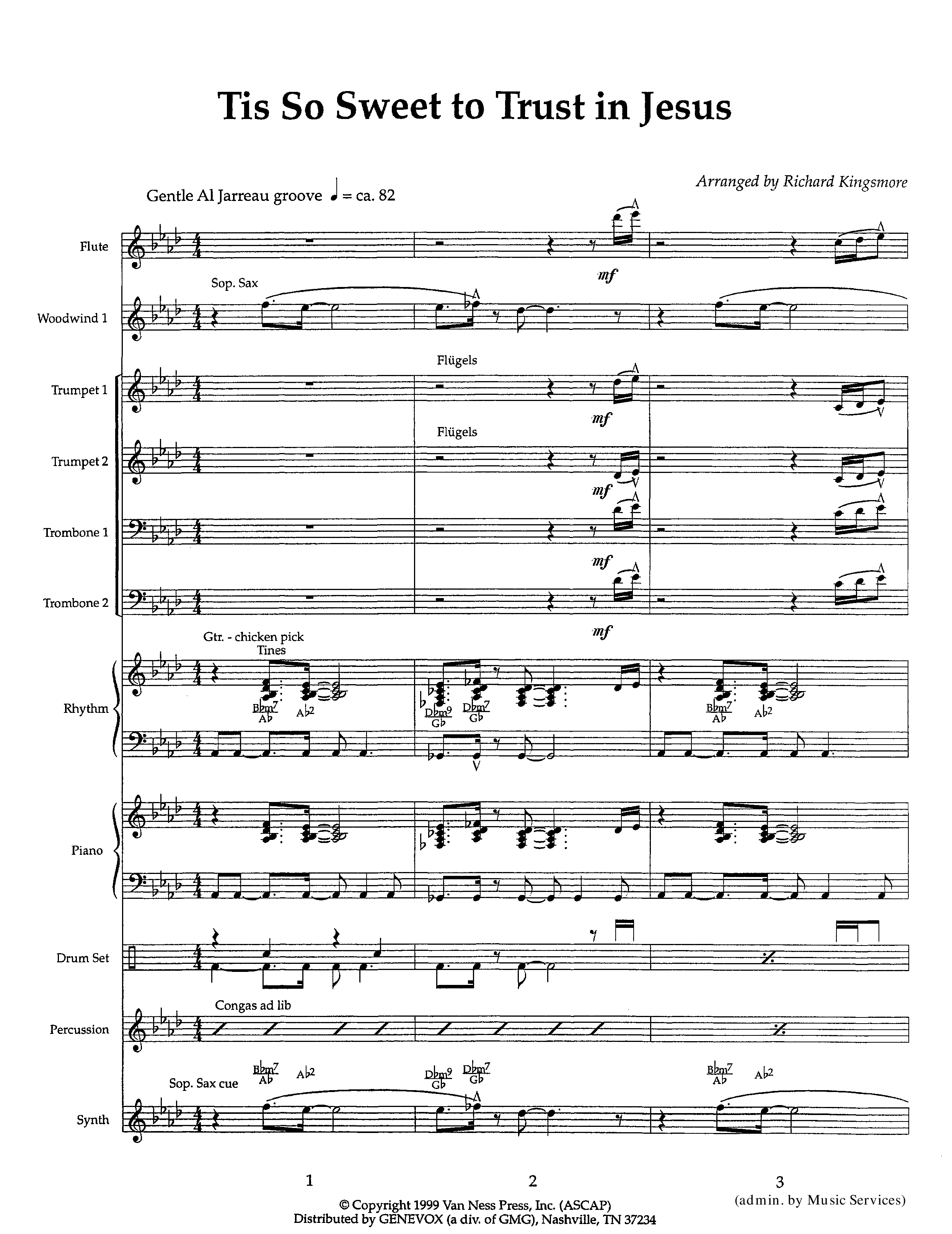 Tis So Sweet To Trust In Jesus (Instrumental) Orchestration (Lifeway Worship / Arr. Richard Kingsmore)