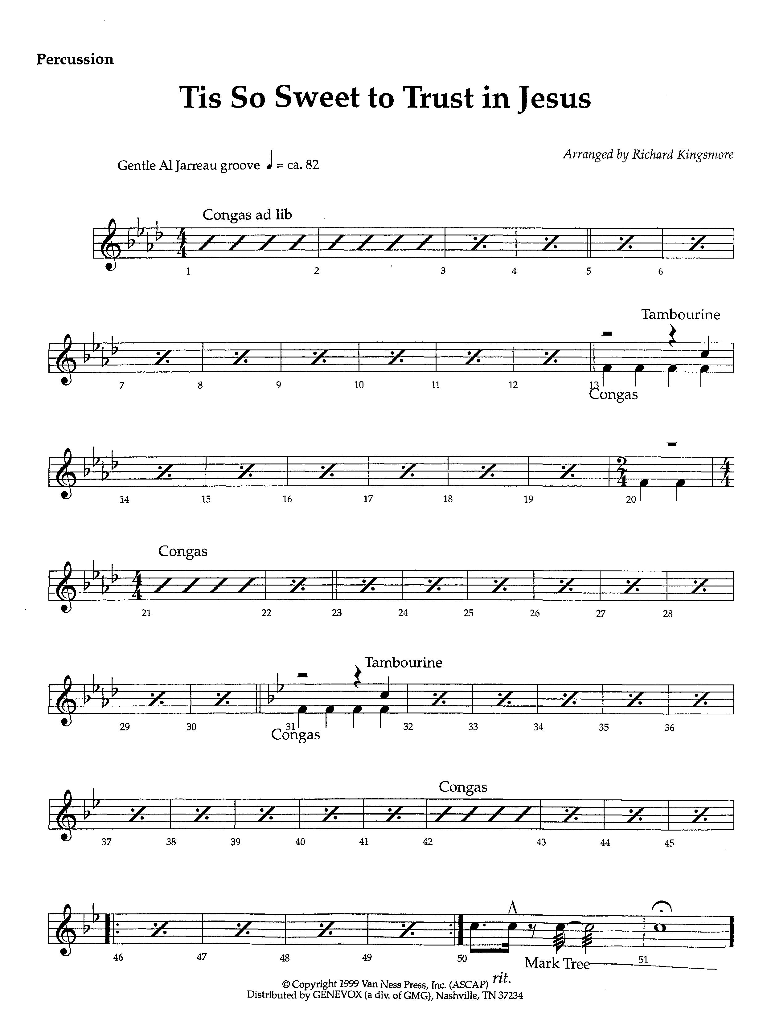 Tis So Sweet To Trust In Jesus (Instrumental) Percussion (Lifeway Worship / Arr. Richard Kingsmore)