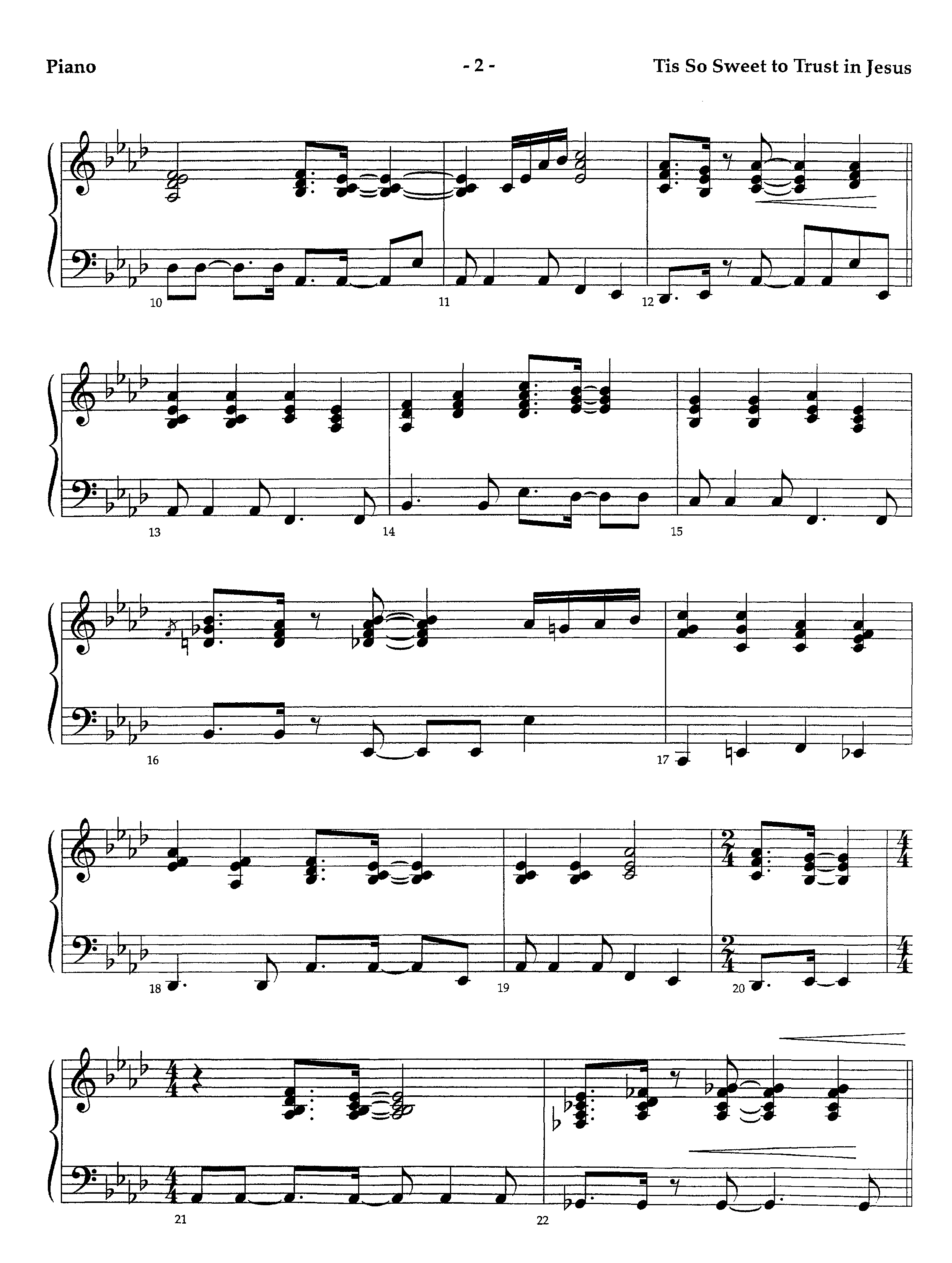 Tis So Sweet To Trust In Jesus (Instrumental) Piano Sheet (Lifeway Worship / Arr. Richard Kingsmore)