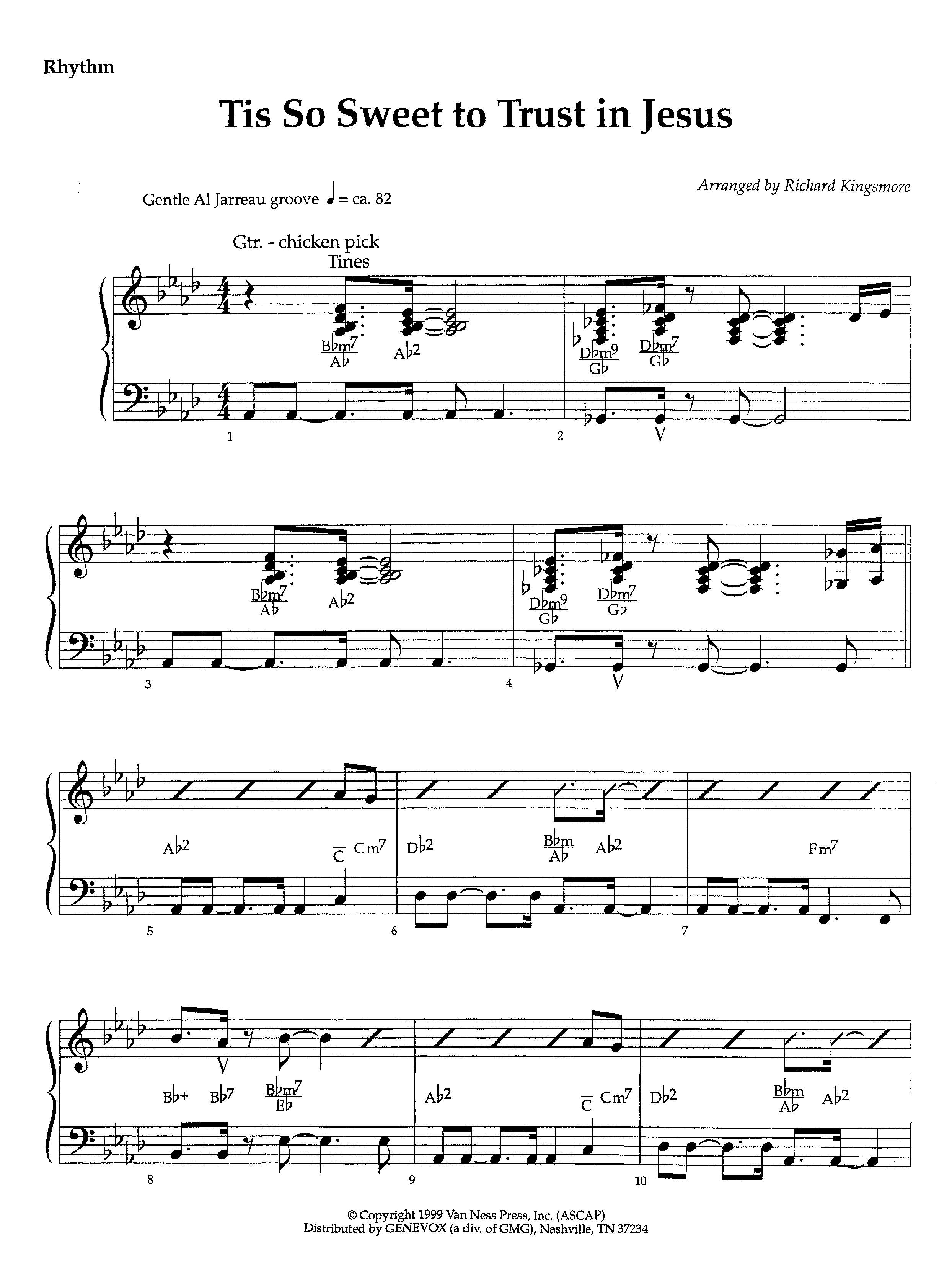 Tis So Sweet To Trust In Jesus (Instrumental) Rhythm Chart (Lifeway Worship / Arr. Richard Kingsmore)