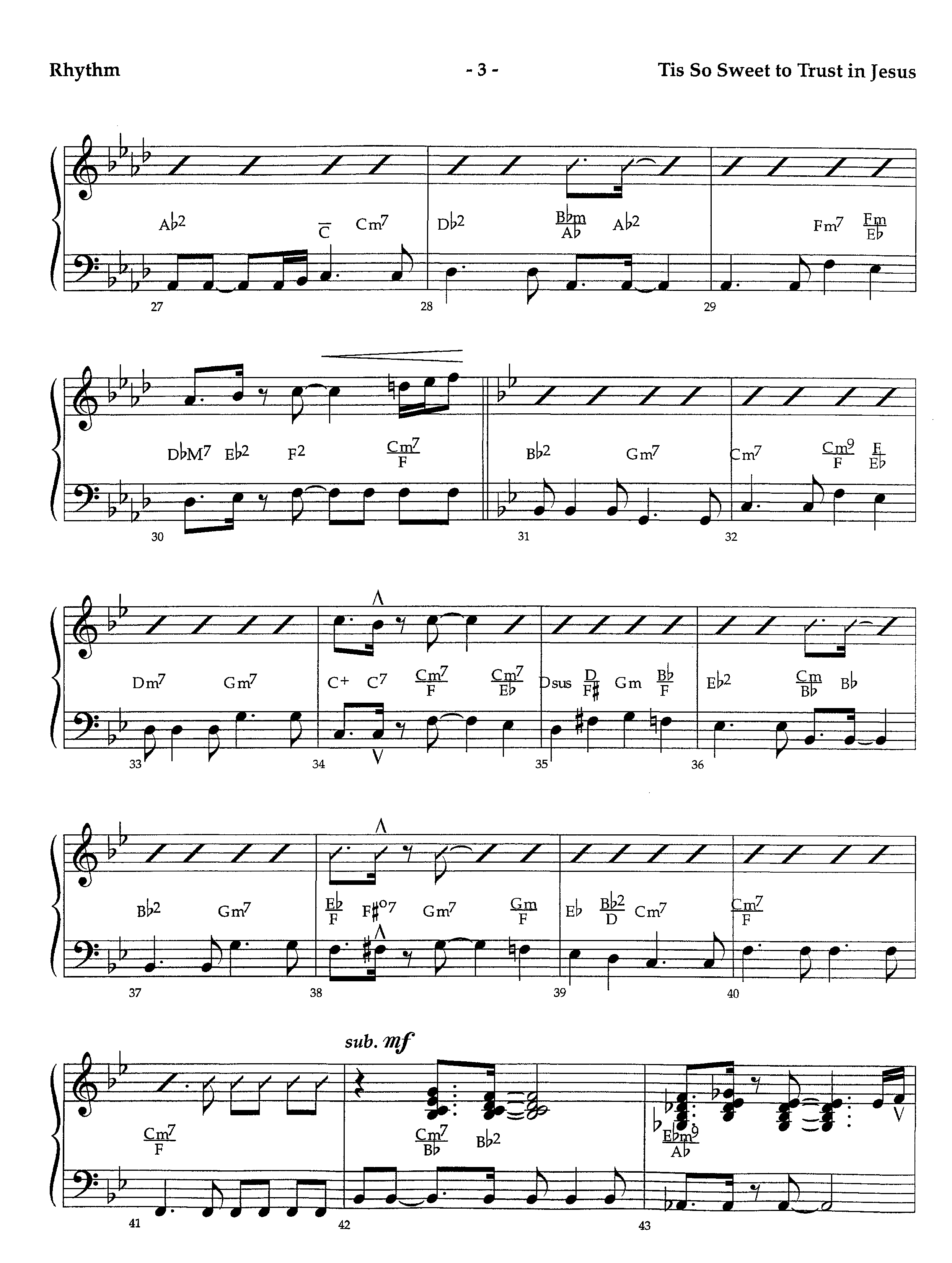Tis So Sweet To Trust In Jesus (Instrumental) Rhythm Chart (Lifeway Worship / Arr. Richard Kingsmore)