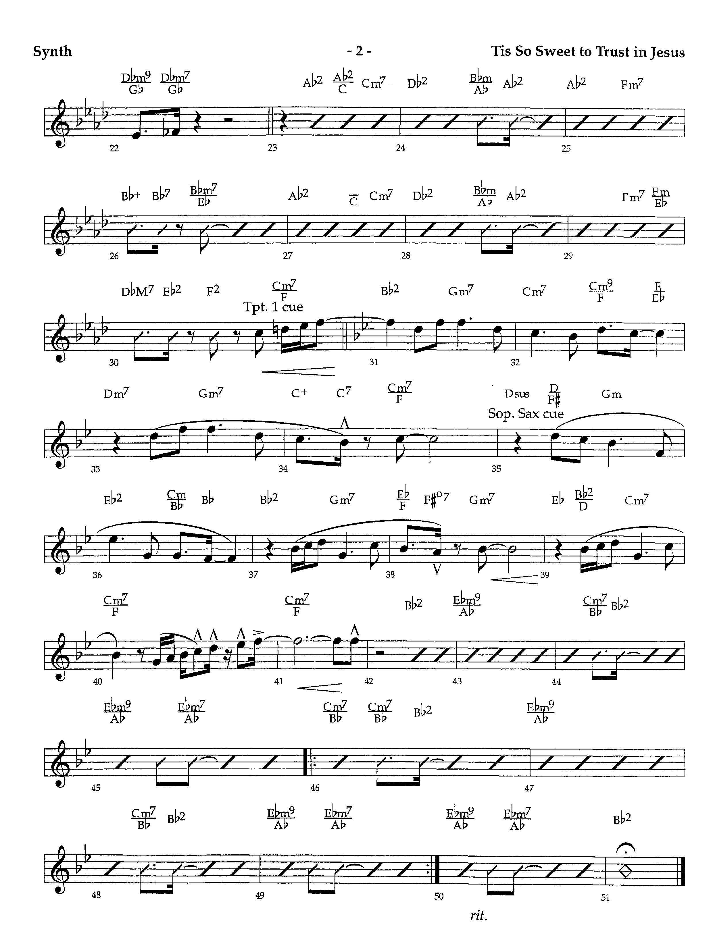Tis So Sweet To Trust In Jesus (Instrumental) Synth (Lifeway Worship / Arr. Richard Kingsmore)