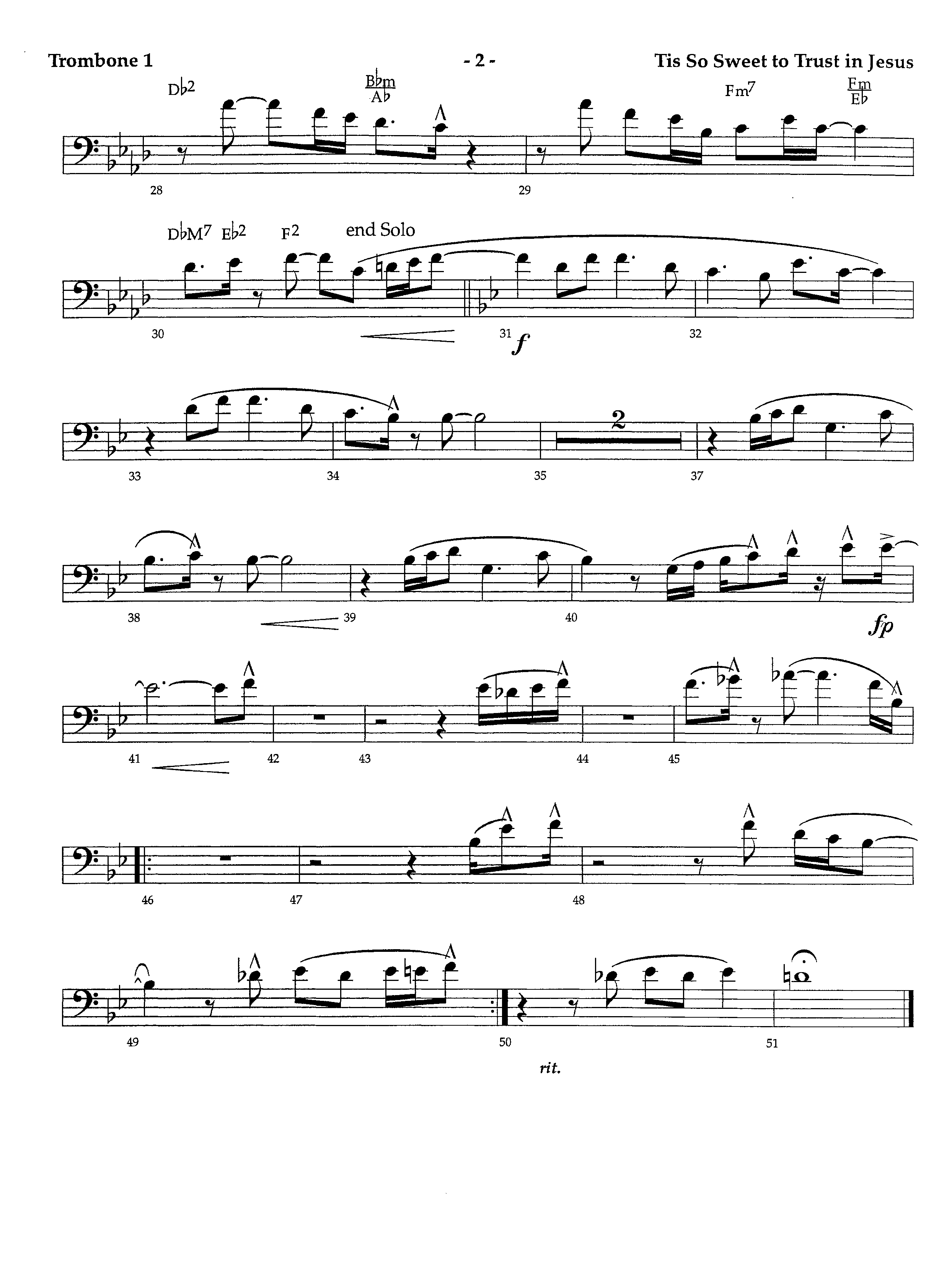 Tis So Sweet To Trust In Jesus (Instrumental) Trombone 1 (Lifeway Worship / Arr. Richard Kingsmore)
