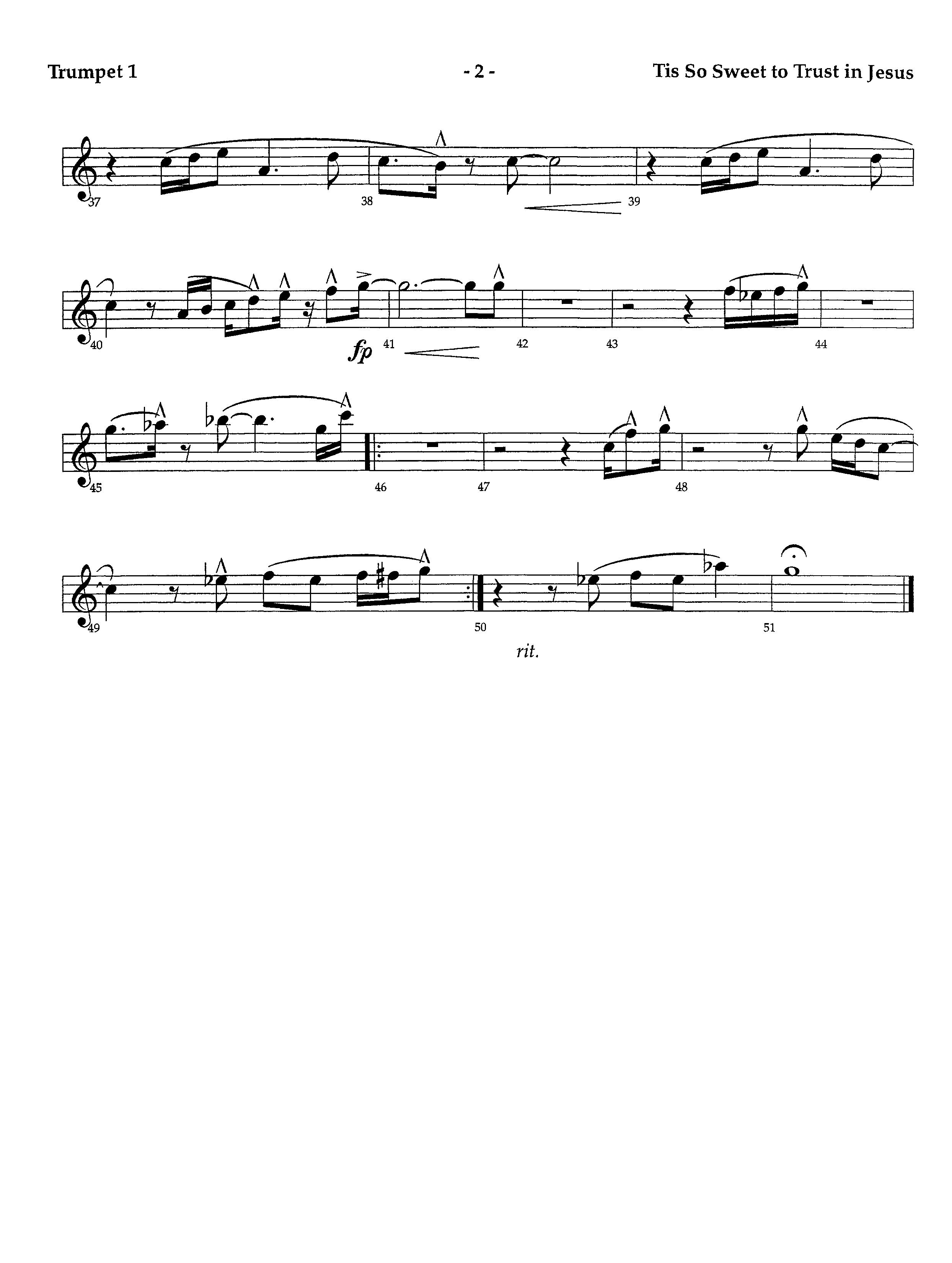 Tis So Sweet To Trust In Jesus (Instrumental) Trumpet 1 (Lifeway Worship / Arr. Richard Kingsmore)