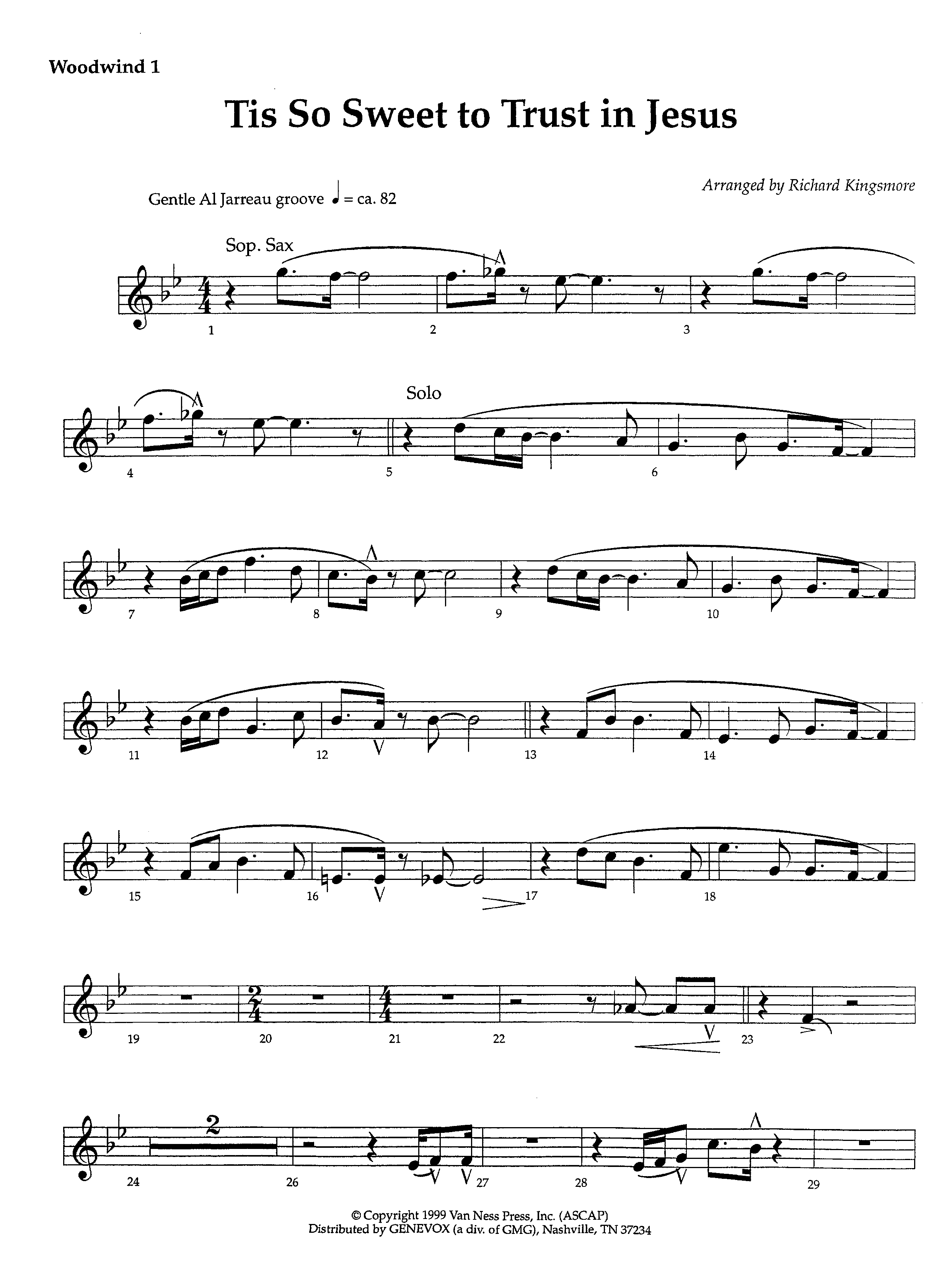 Tis So Sweet To Trust In Jesus (Instrumental) Winds (Lifeway Worship / Arr. Richard Kingsmore)