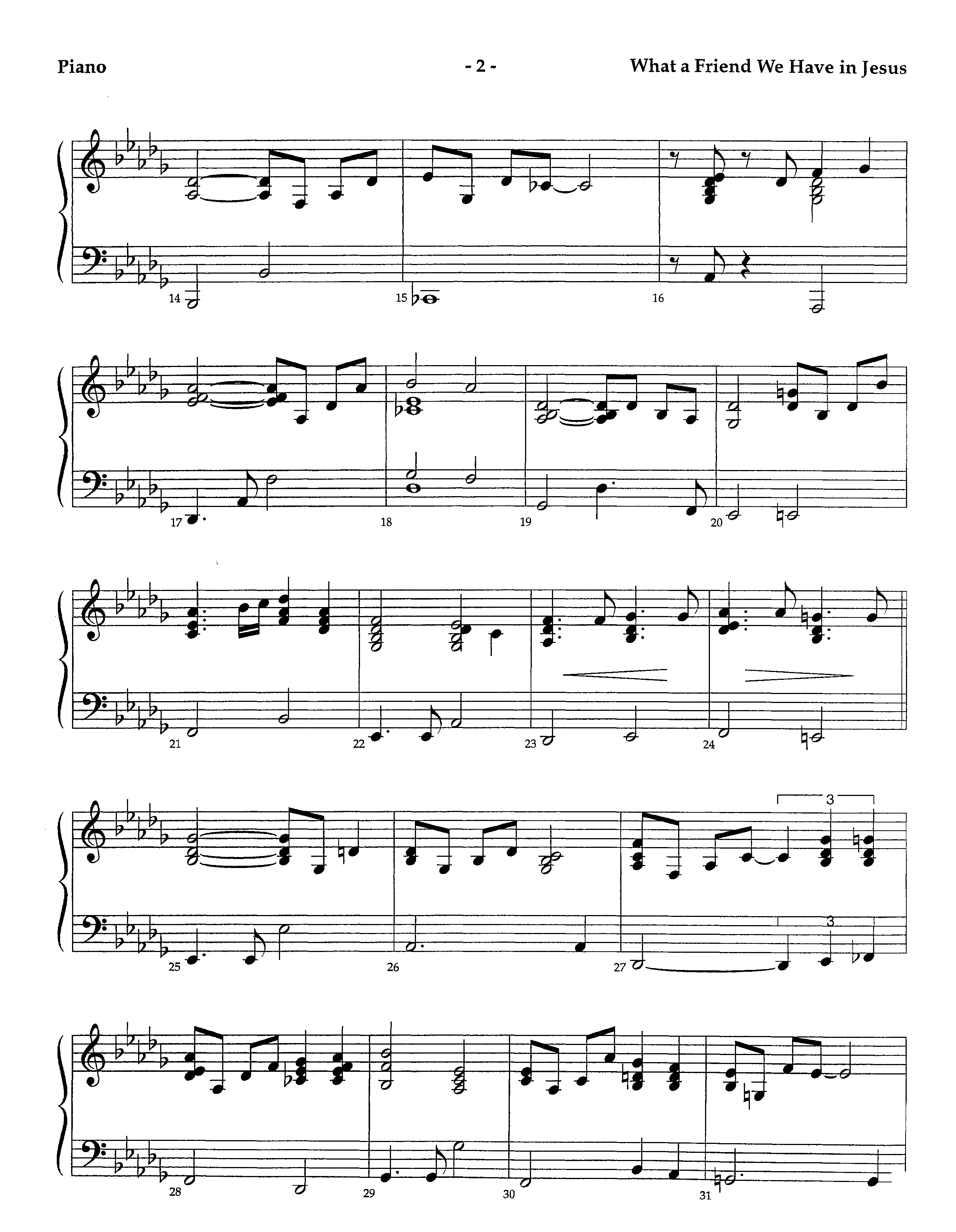 What A Friend We Have In Jesus (Instrumental) Piano Sheet (Lifeway Worship / Arr. Richard Kingsmore)