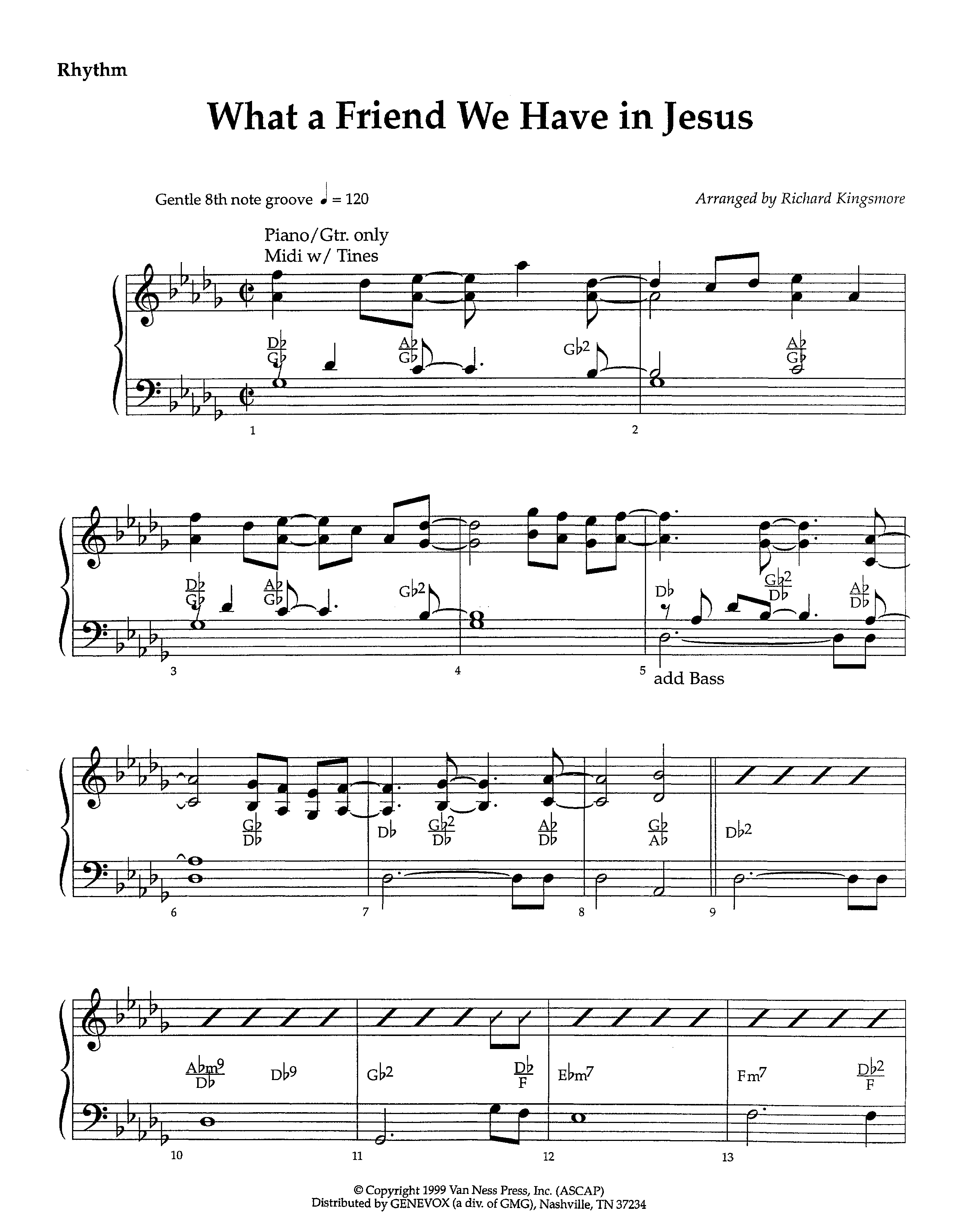 What A Friend We Have In Jesus (Instrumental) Rhythm Chart (Lifeway Worship / Arr. Richard Kingsmore)