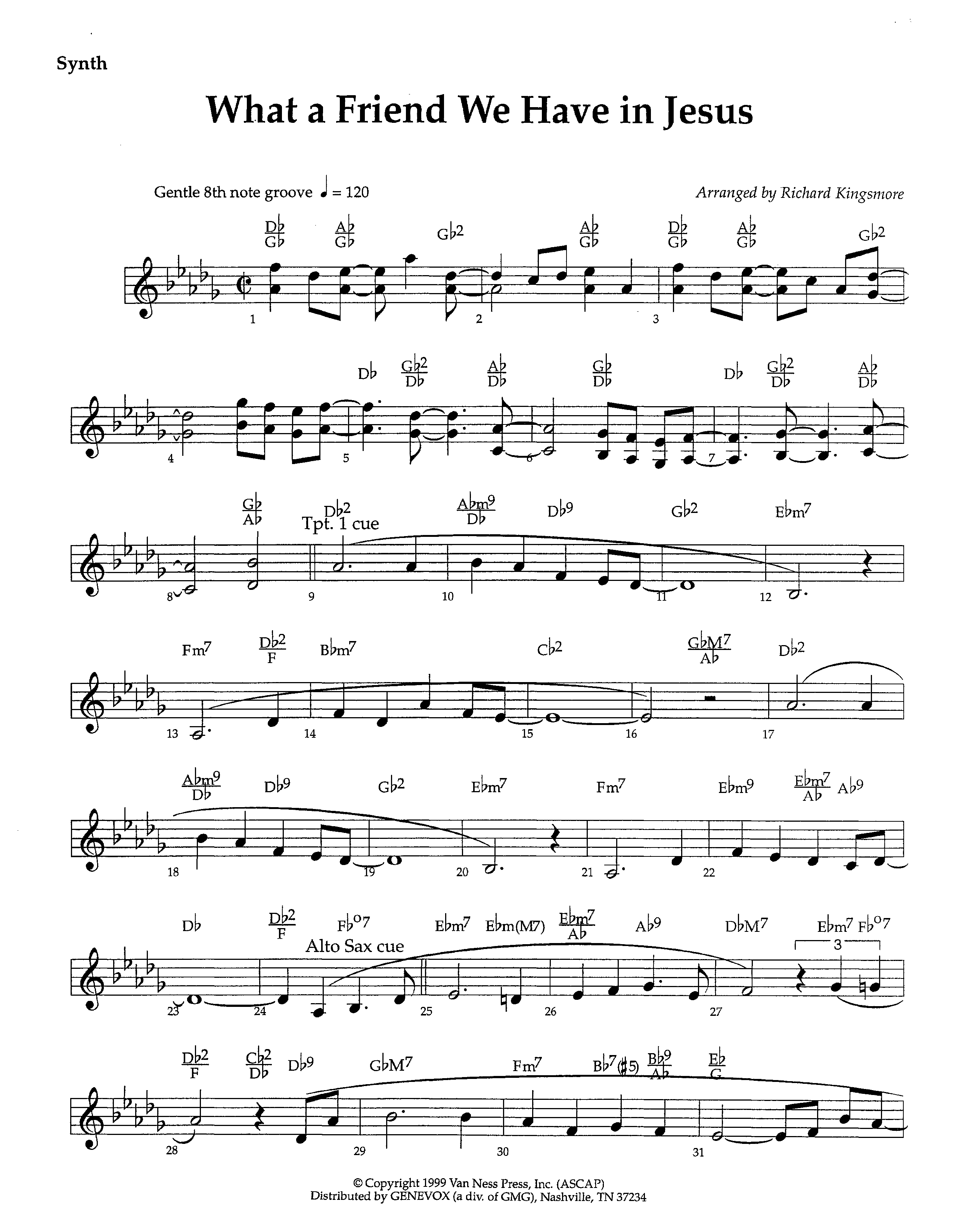 What A Friend We Have In Jesus (Instrumental) Synth (Lifeway Worship / Arr. Richard Kingsmore)