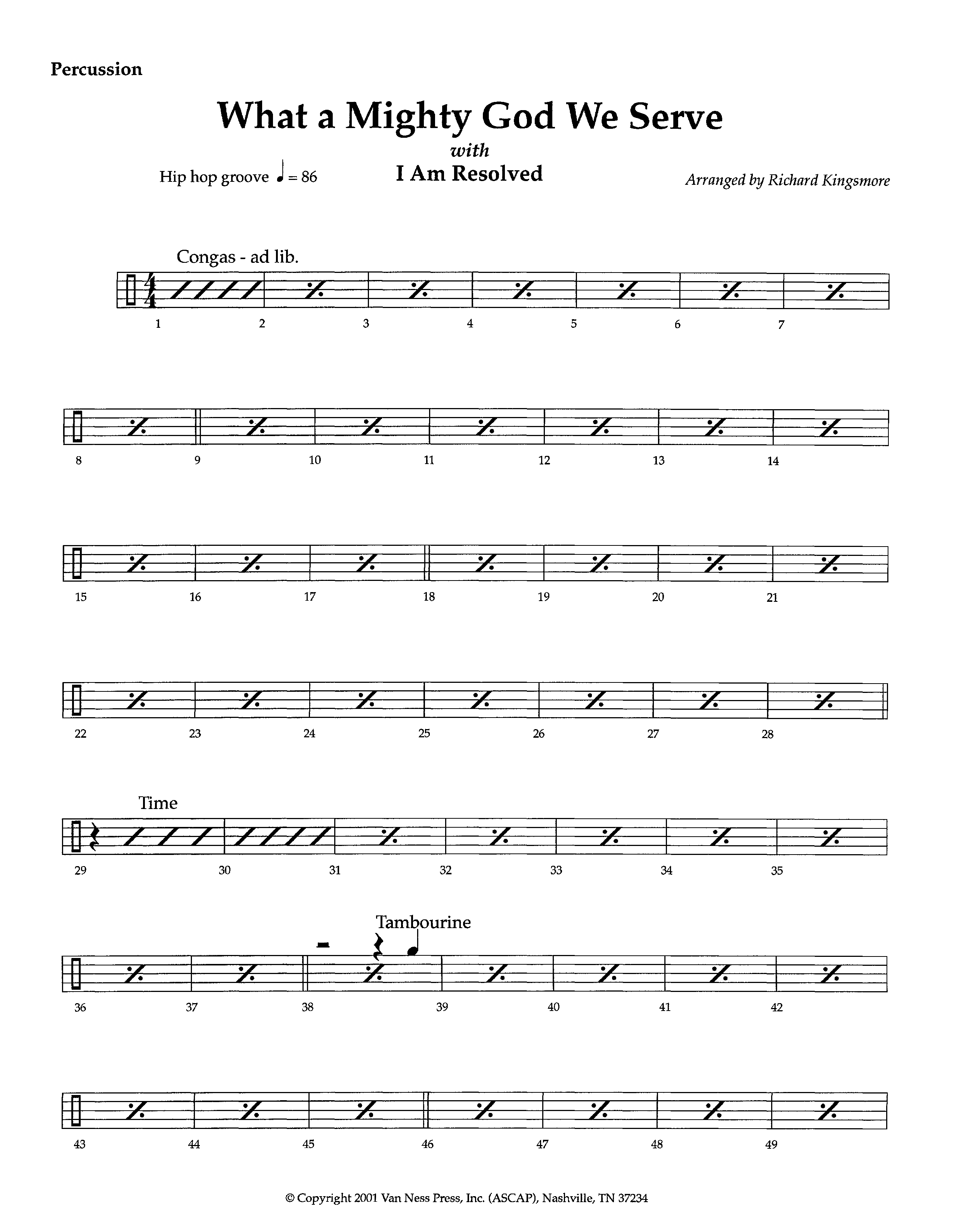 What A Mighty God We Serve (with I Am Resolved) (Instrumental) Percussion (Lifeway Worship / Arr. Richard Kingsmore)