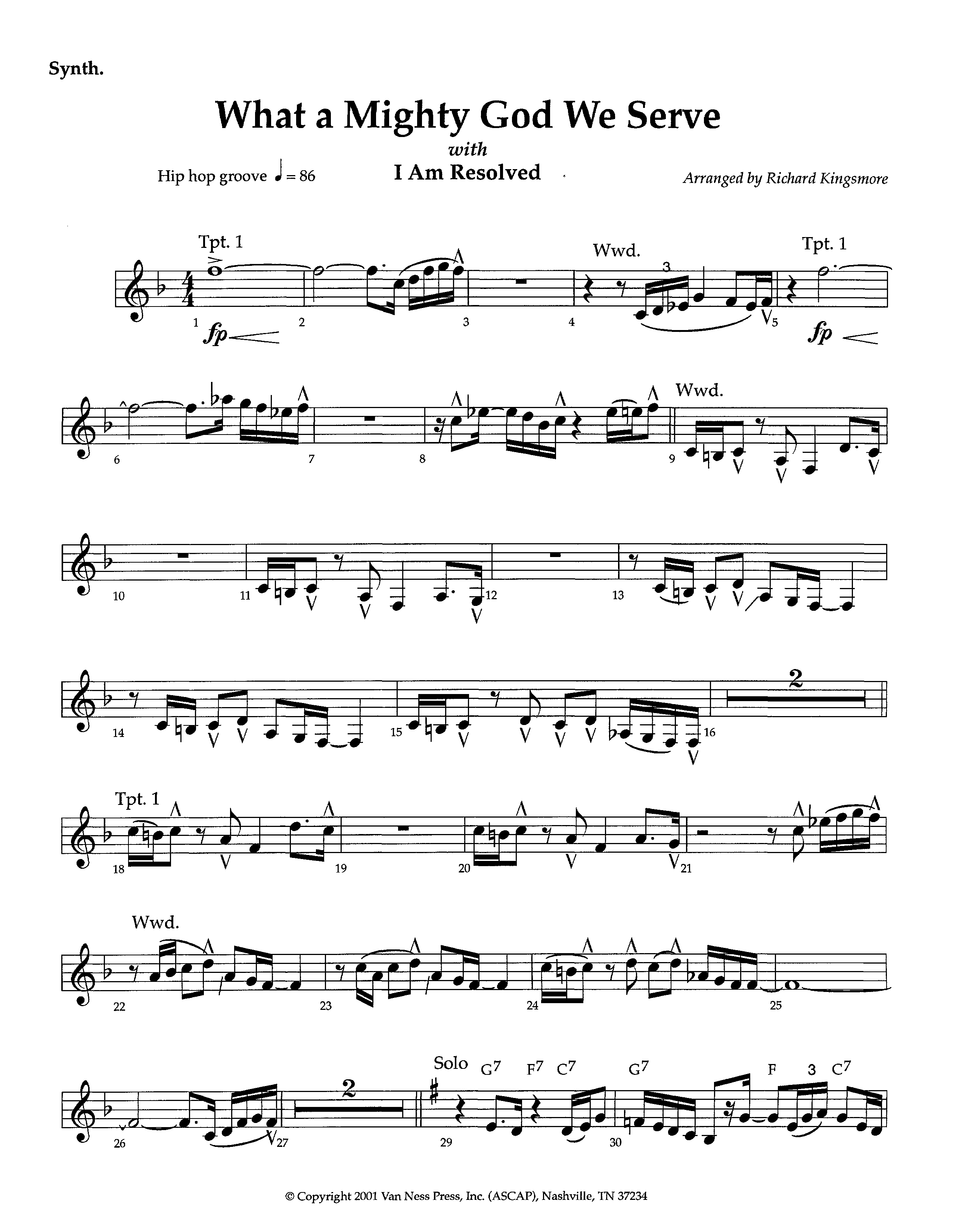 What A Mighty God We Serve (with I Am Resolved) (Instrumental) Synth (Lifeway Worship / Arr. Richard Kingsmore)