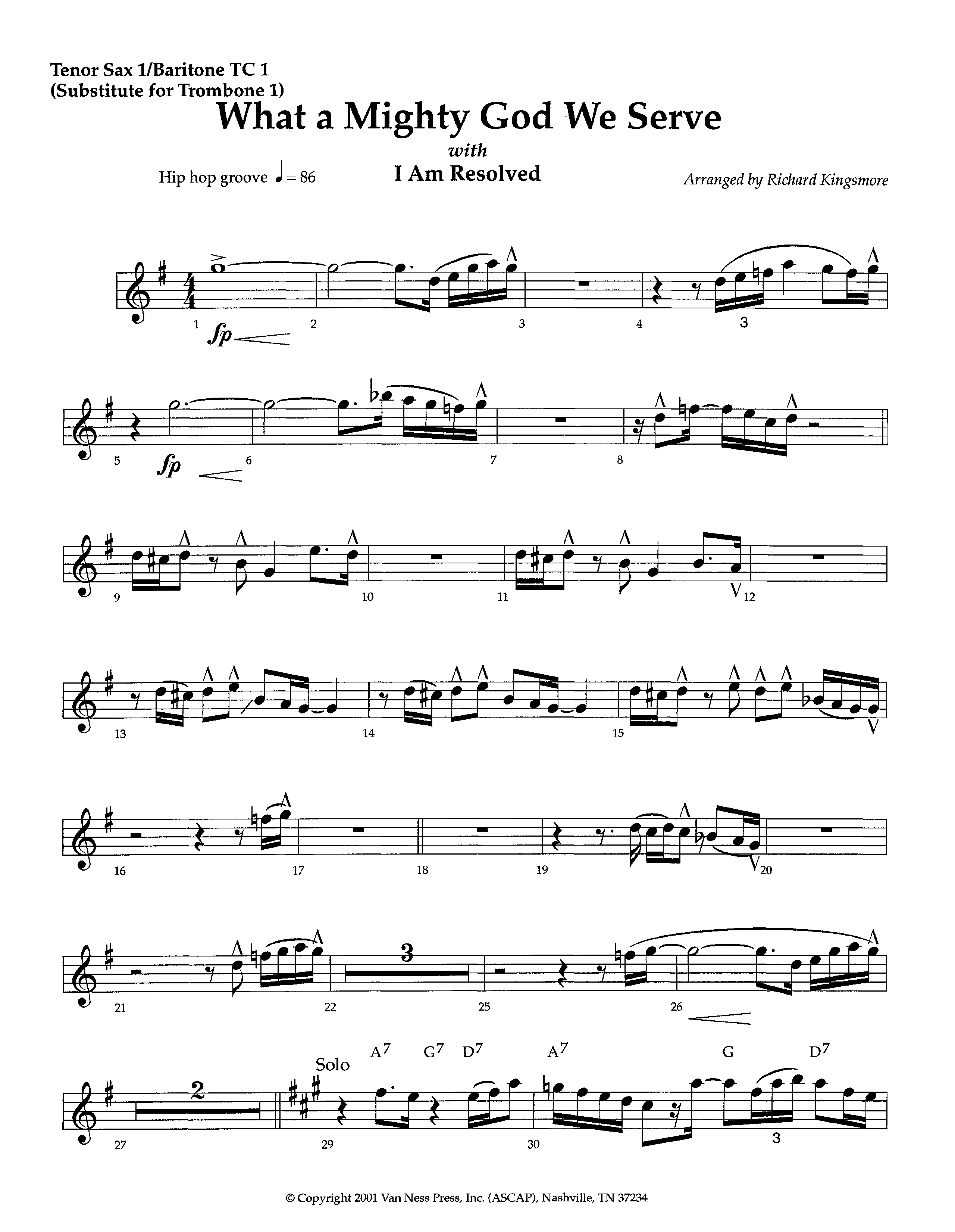 What A Mighty God We Serve (with I Am Resolved) (Instrumental) Tenor Sax/Baritone T.C. (Lifeway Worship / Arr. Richard Kingsmore)