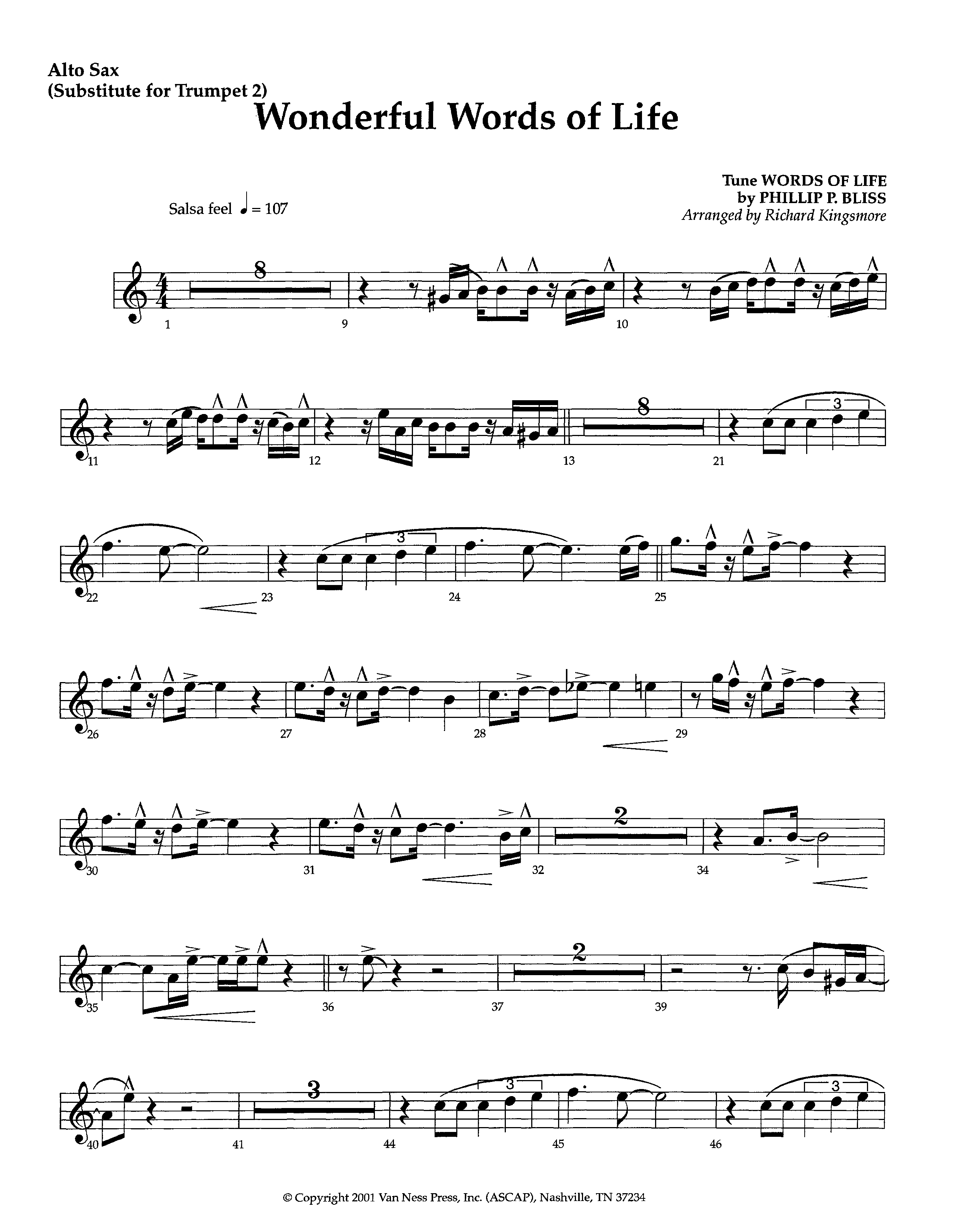 Wonderful Words Of Life (Instrumental) Alto Sax (Lifeway Worship / Arr. Richard Kingsmore)