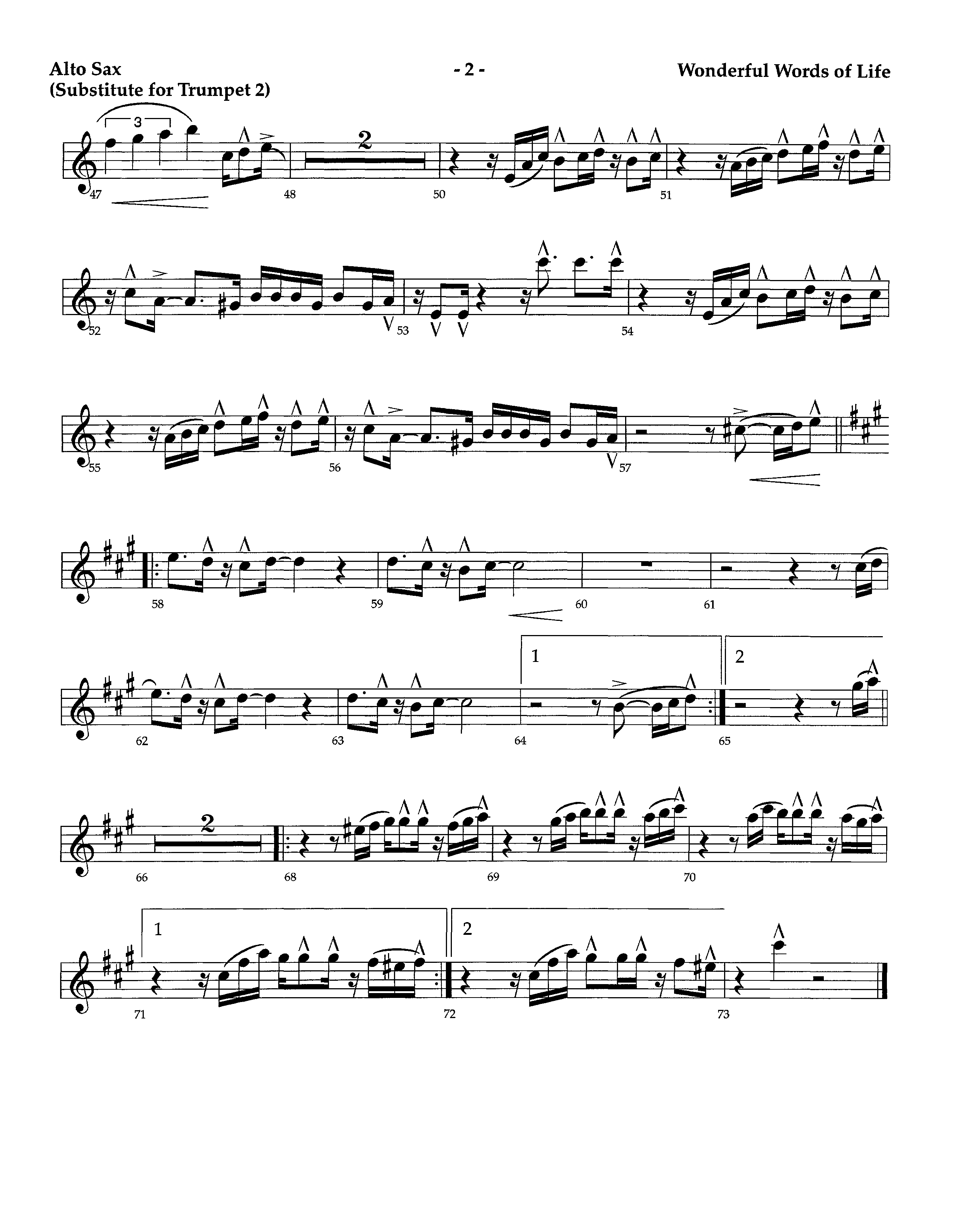 Wonderful Words Of Life (Instrumental) Alto Sax (Lifeway Worship / Arr. Richard Kingsmore)