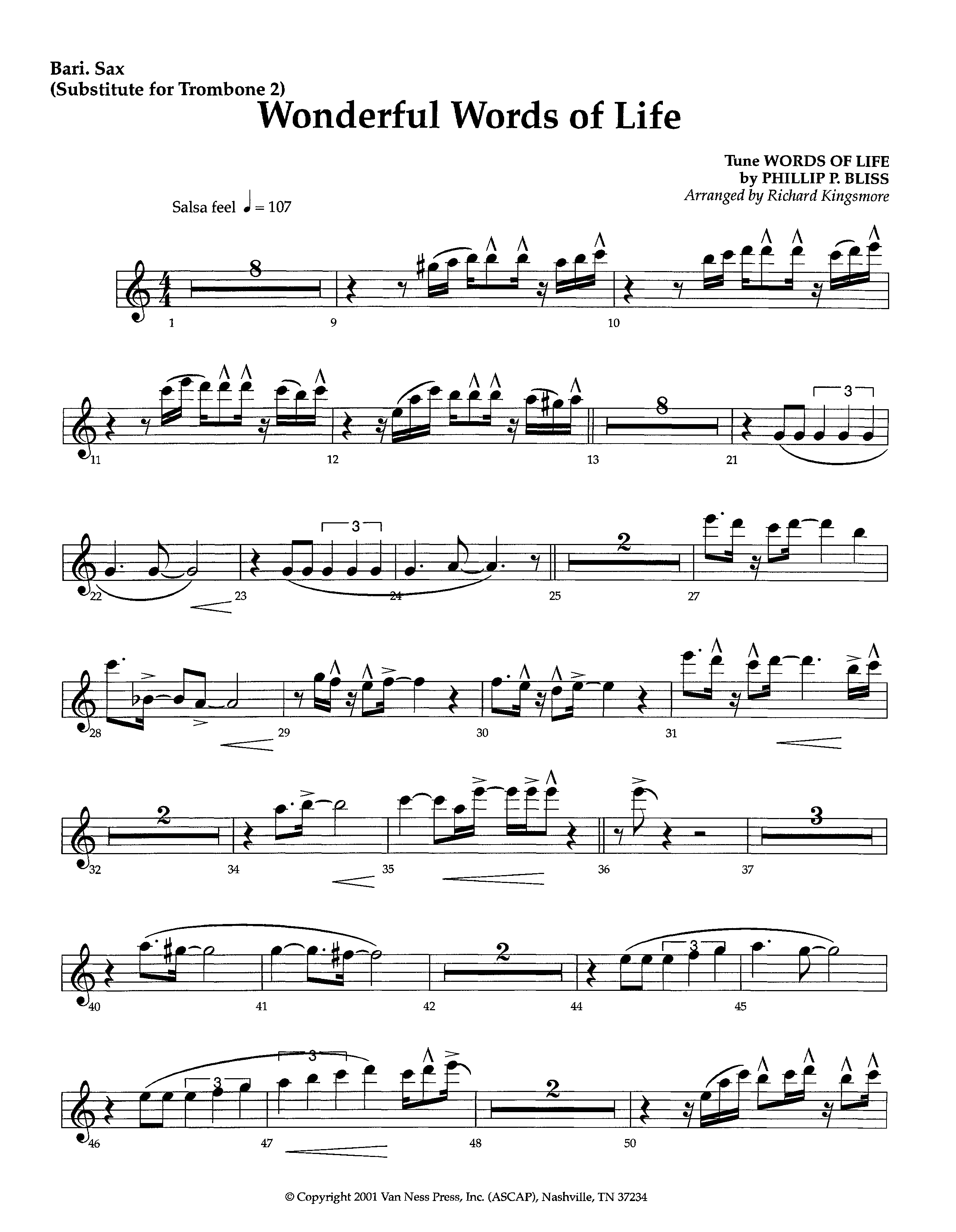 Wonderful Words Of Life (Instrumental) Bari Sax (Lifeway Worship / Arr. Richard Kingsmore)