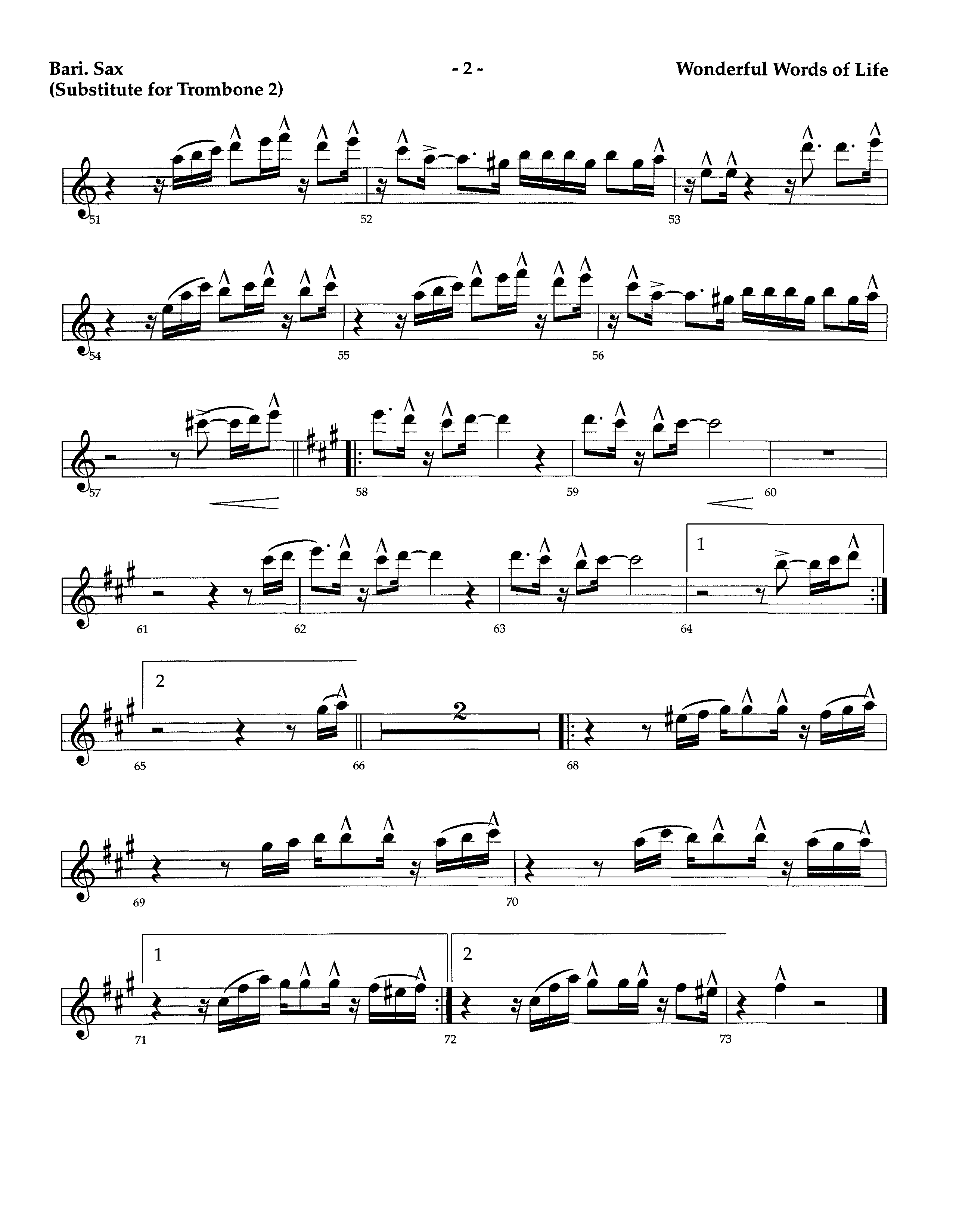 Wonderful Words Of Life (Instrumental) Bari Sax (Lifeway Worship / Arr. Richard Kingsmore)