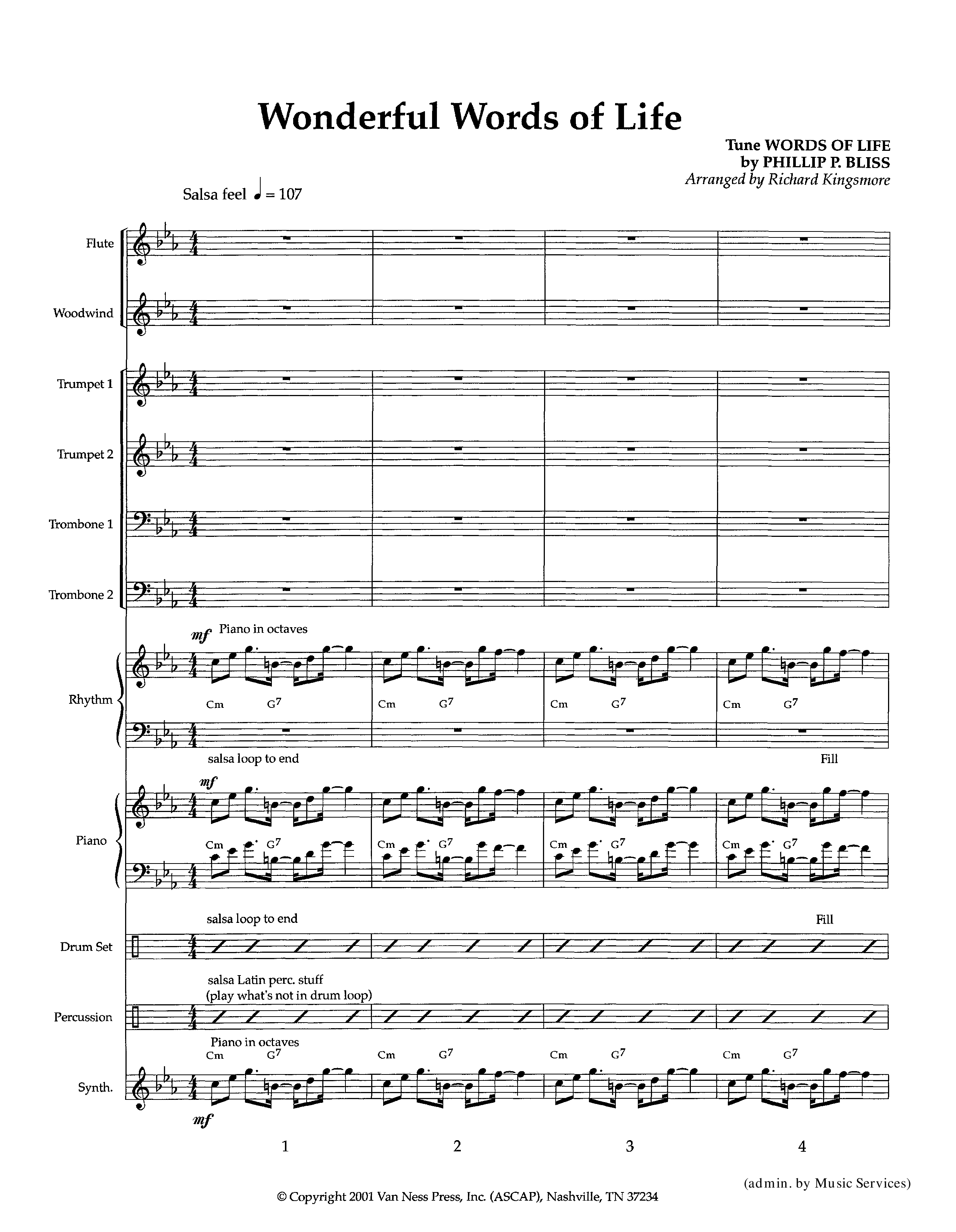 Wonderful Words Of Life (Instrumental) Conductor's Score (Lifeway Worship / Arr. Richard Kingsmore)
