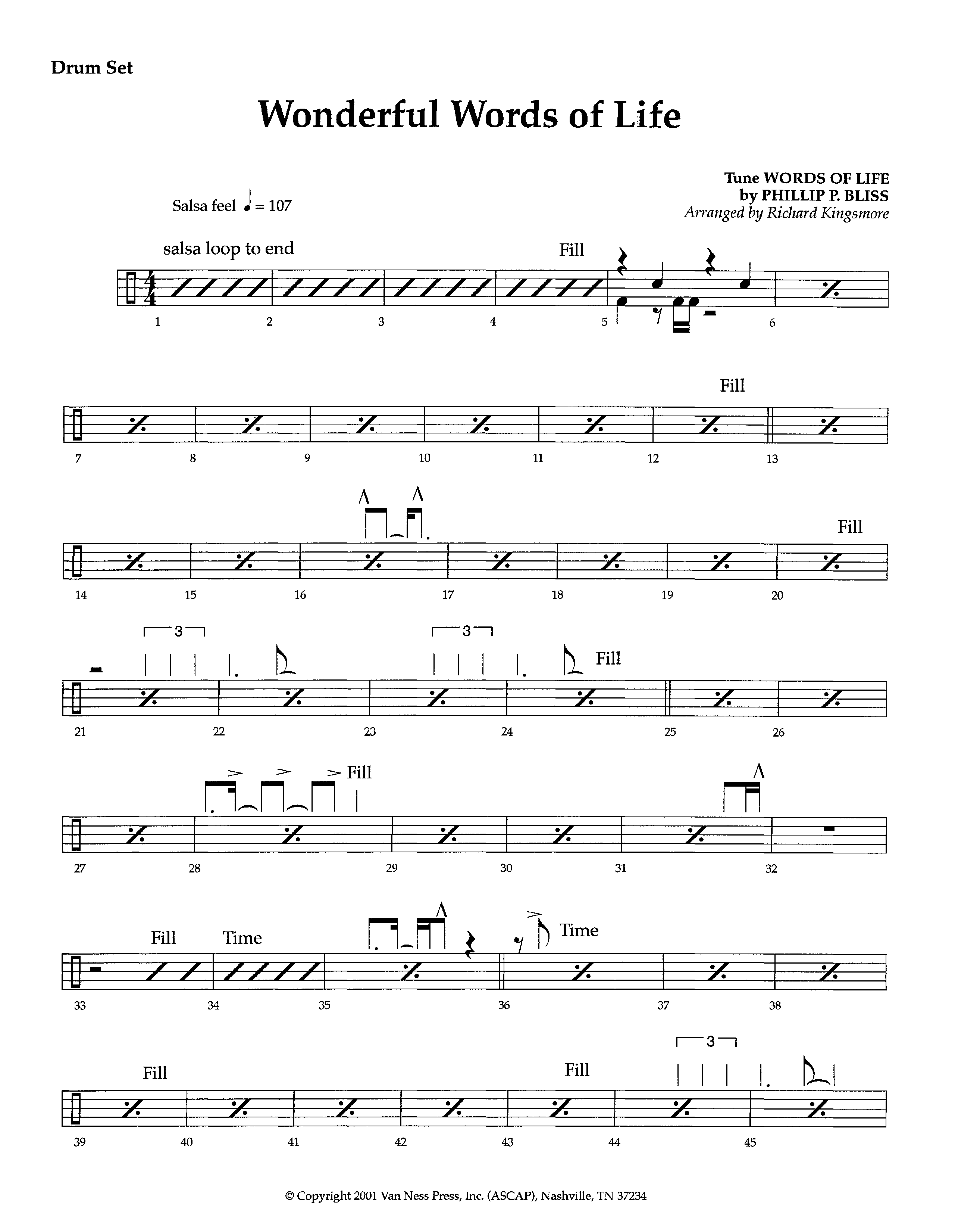 Wonderful Words Of Life (Instrumental) Drum Set (Lifeway Worship / Arr. Richard Kingsmore)