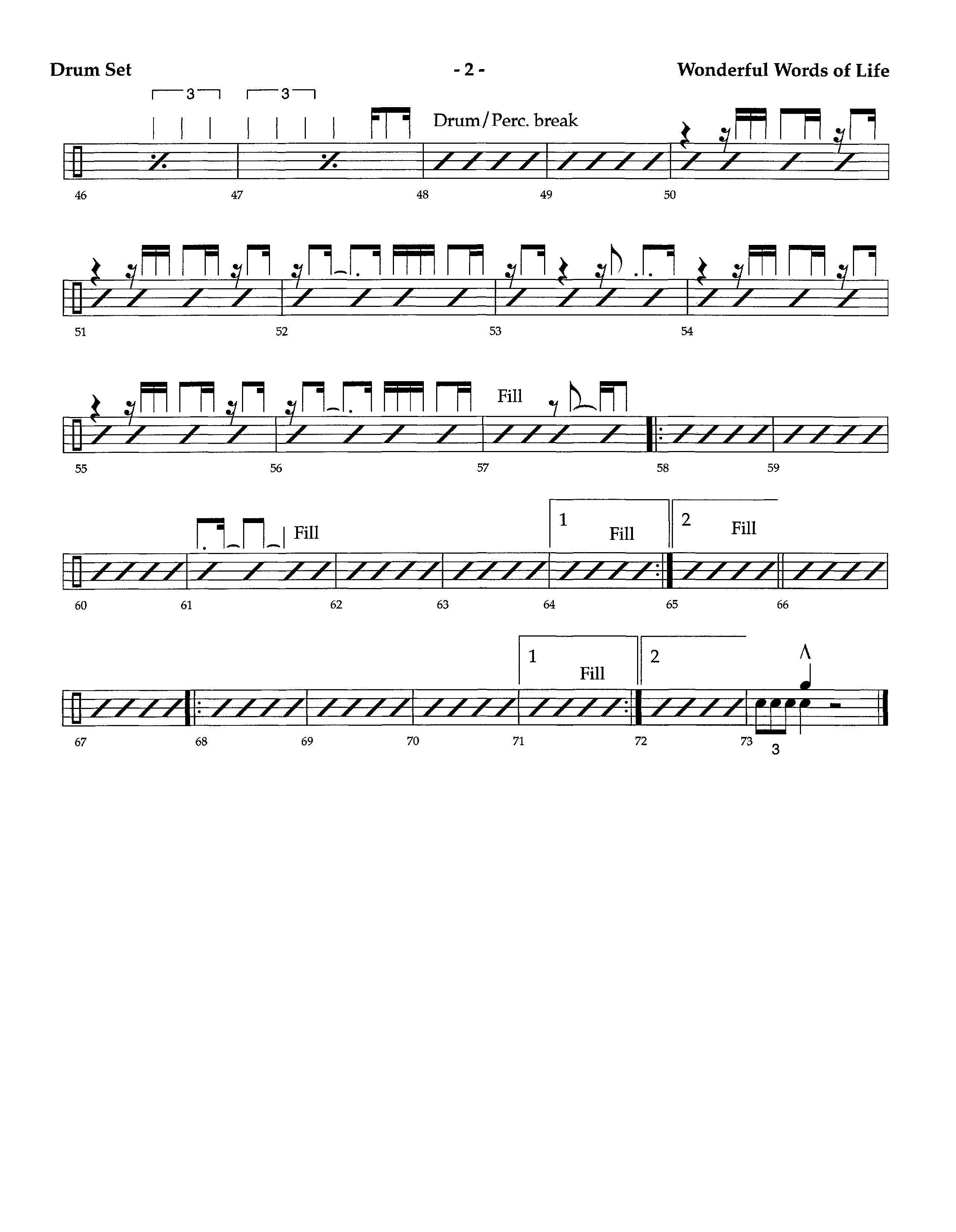 Wonderful Words Of Life (Instrumental) Drum Set (Lifeway Worship / Arr. Richard Kingsmore)