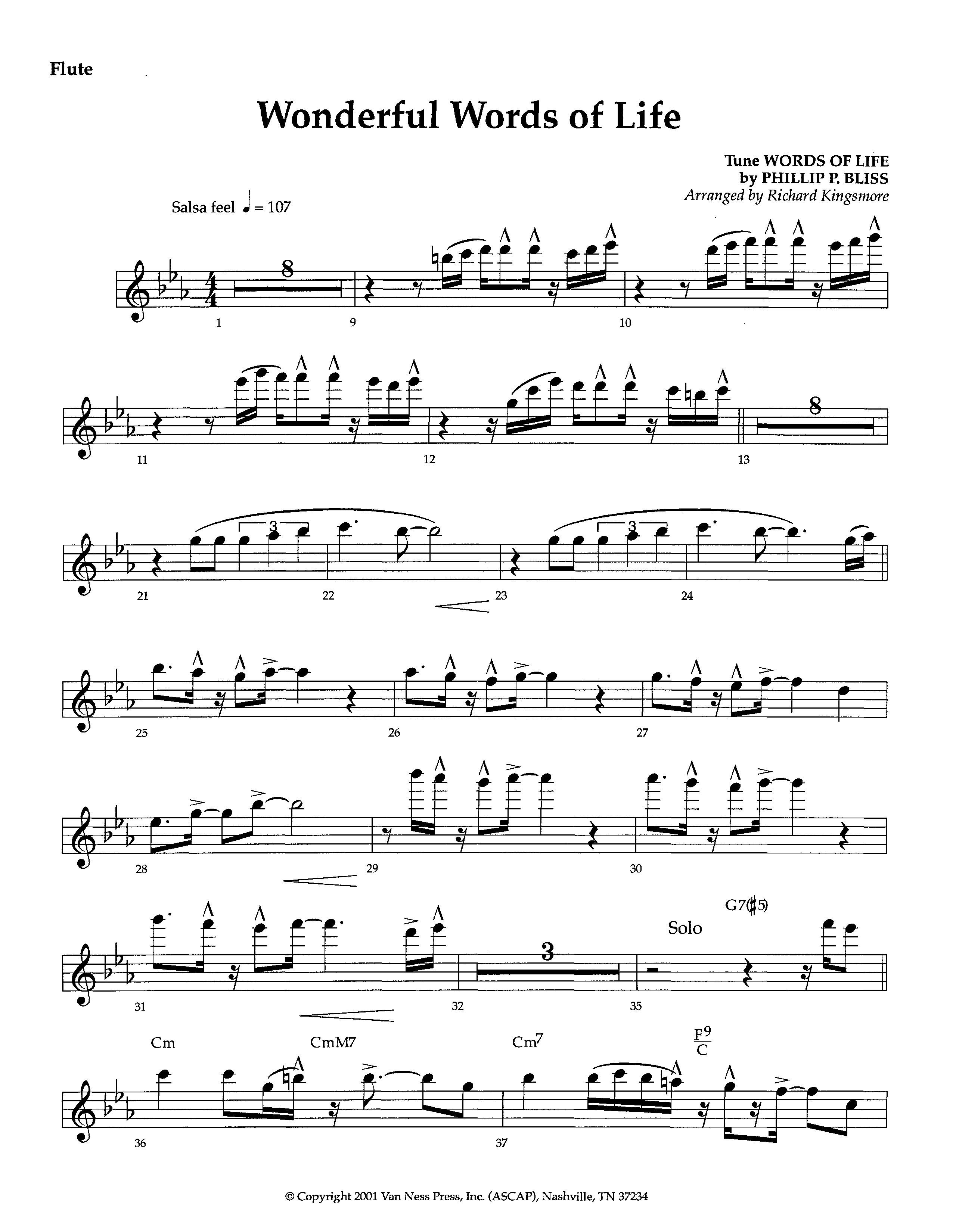 Wonderful Words Of Life (Instrumental) Flute (Lifeway Worship / Arr. Richard Kingsmore)