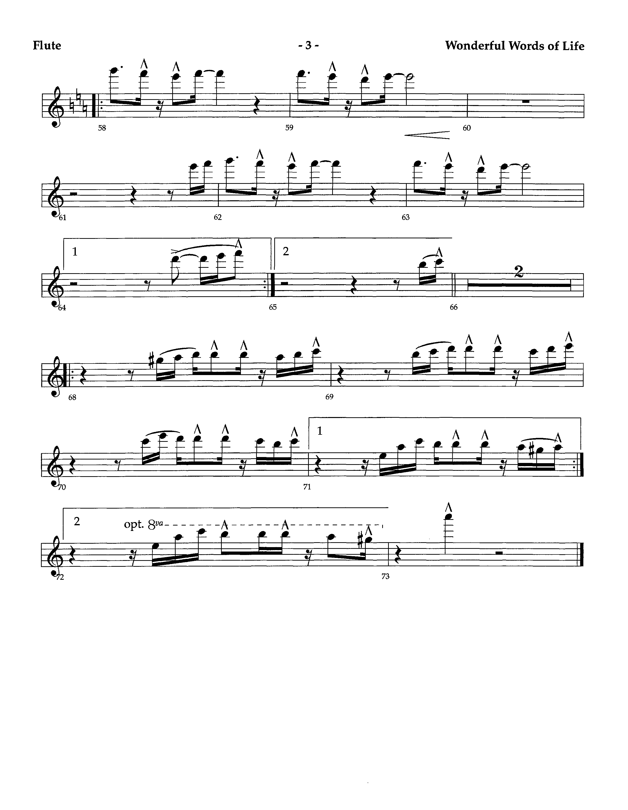 Wonderful Words Of Life (Instrumental) Flute (Lifeway Worship / Arr. Richard Kingsmore)