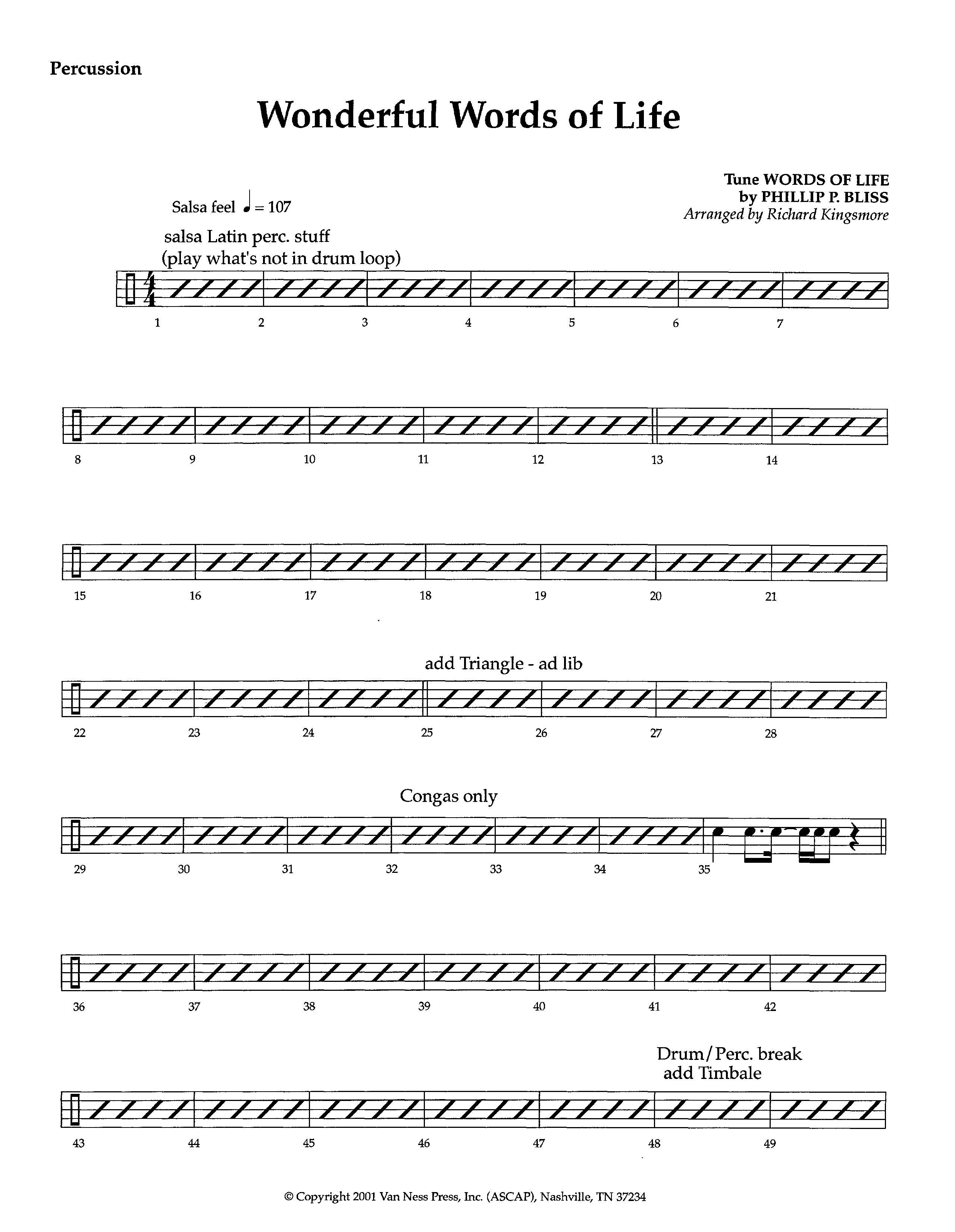 Wonderful Words Of Life (Instrumental) Percussion (Lifeway Worship / Arr. Richard Kingsmore)