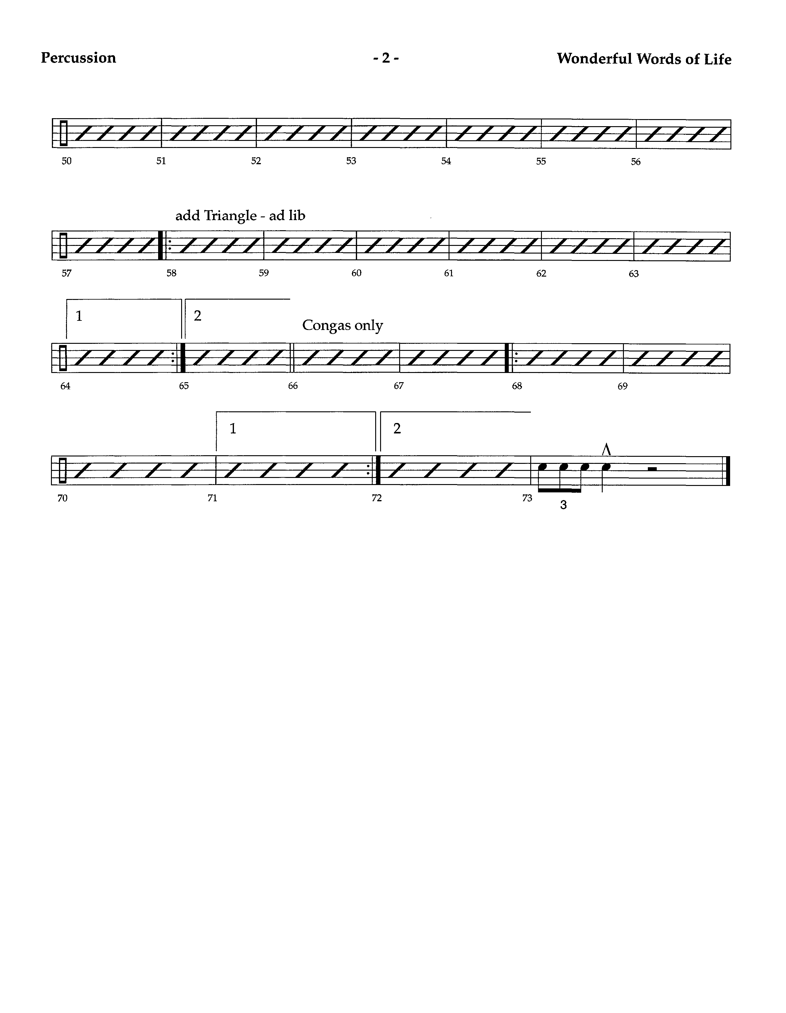 Wonderful Words Of Life (Instrumental) Percussion (Lifeway Worship / Arr. Richard Kingsmore)