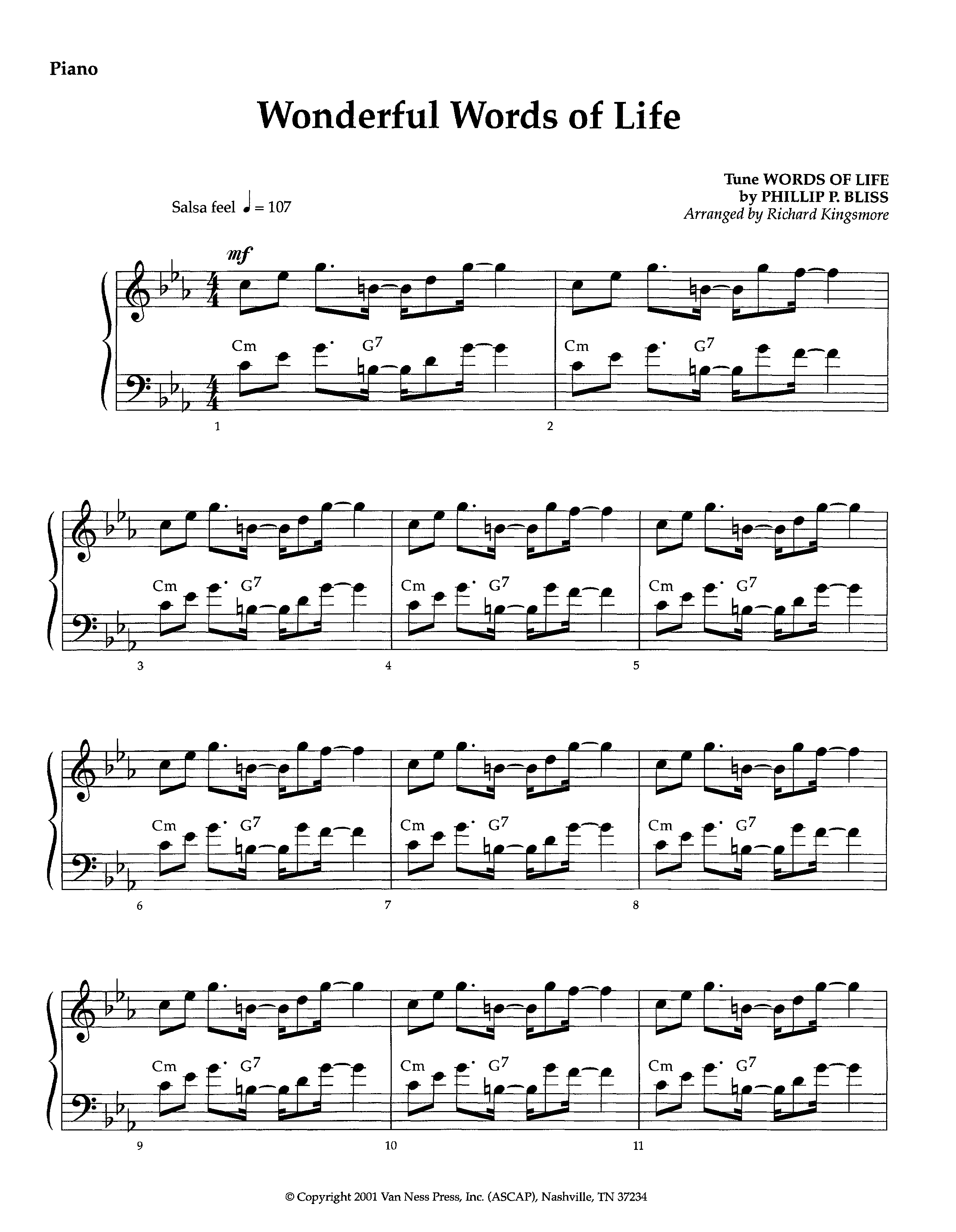 Wonderful Words Of Life (Instrumental) Piano Sheet (Lifeway Worship / Arr. Richard Kingsmore)