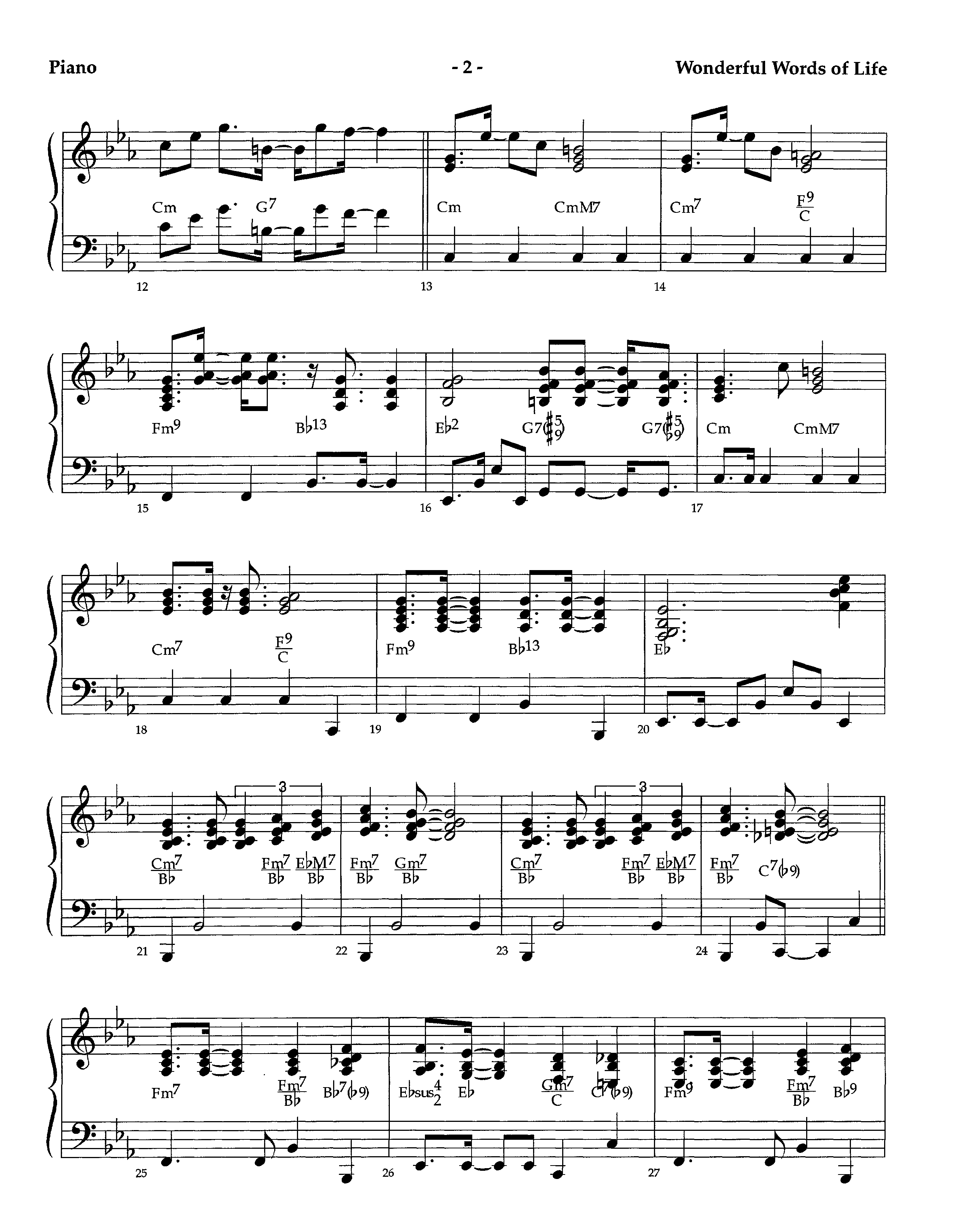 Wonderful Words Of Life (Instrumental) Piano Sheet (Lifeway Worship / Arr. Richard Kingsmore)