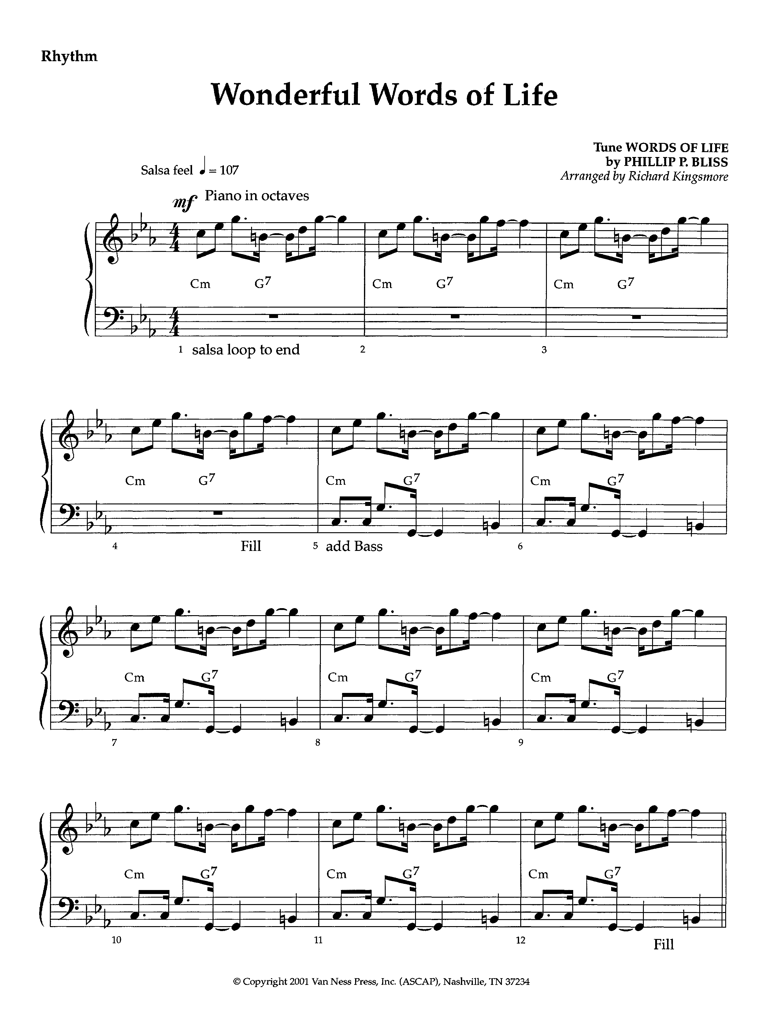 Wonderful Words Of Life (Instrumental) Rhythm Chart (Lifeway Worship / Arr. Richard Kingsmore)