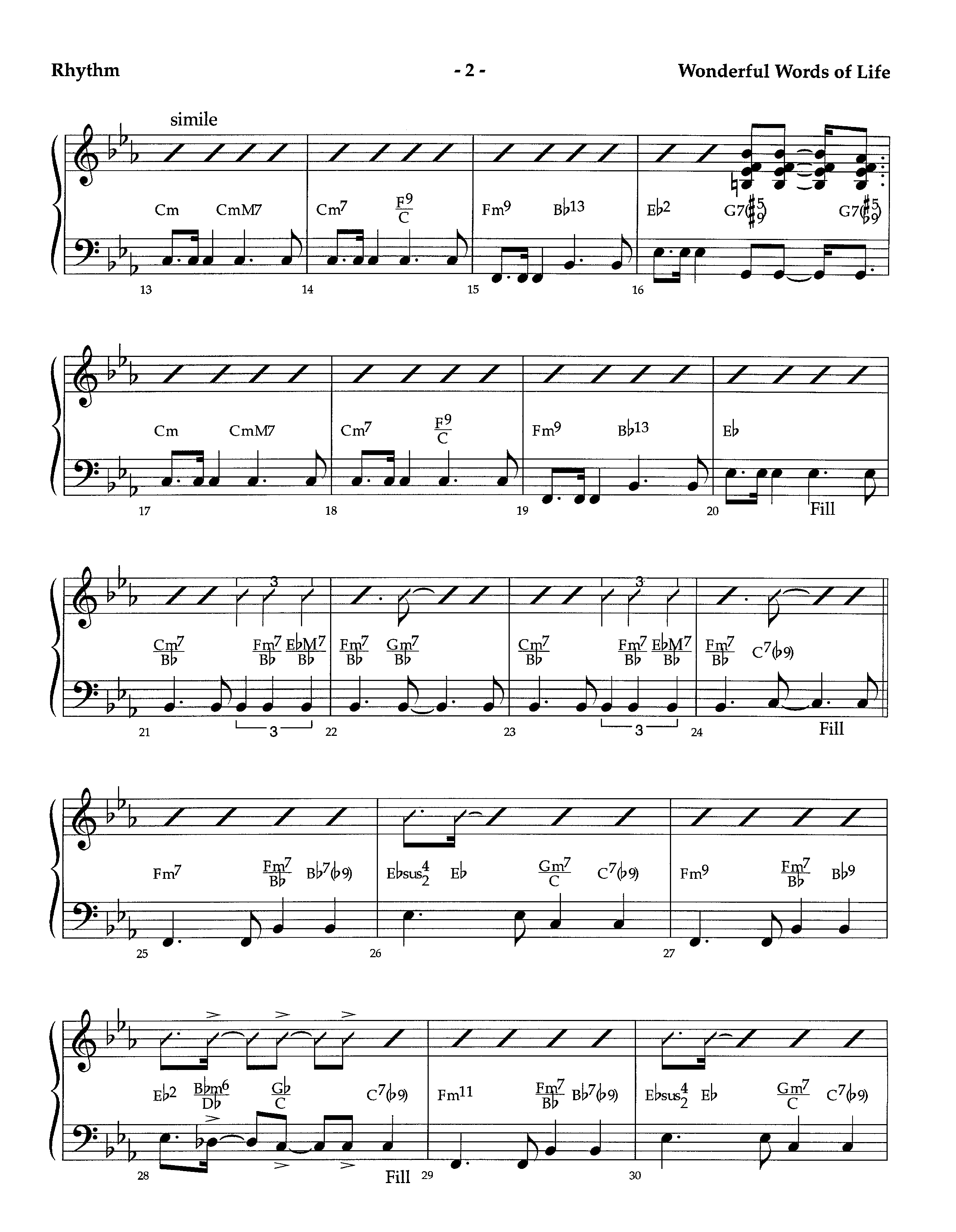 Wonderful Words Of Life (Instrumental) Rhythm Chart (Lifeway Worship / Arr. Richard Kingsmore)