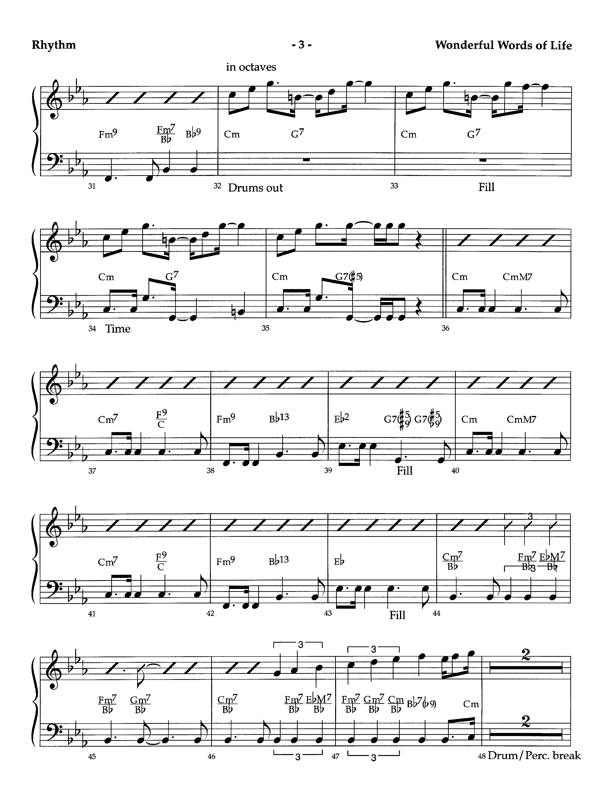 Wonderful Words Of Life (Instrumental) Rhythm Chart (Lifeway Worship / Arr. Richard Kingsmore)