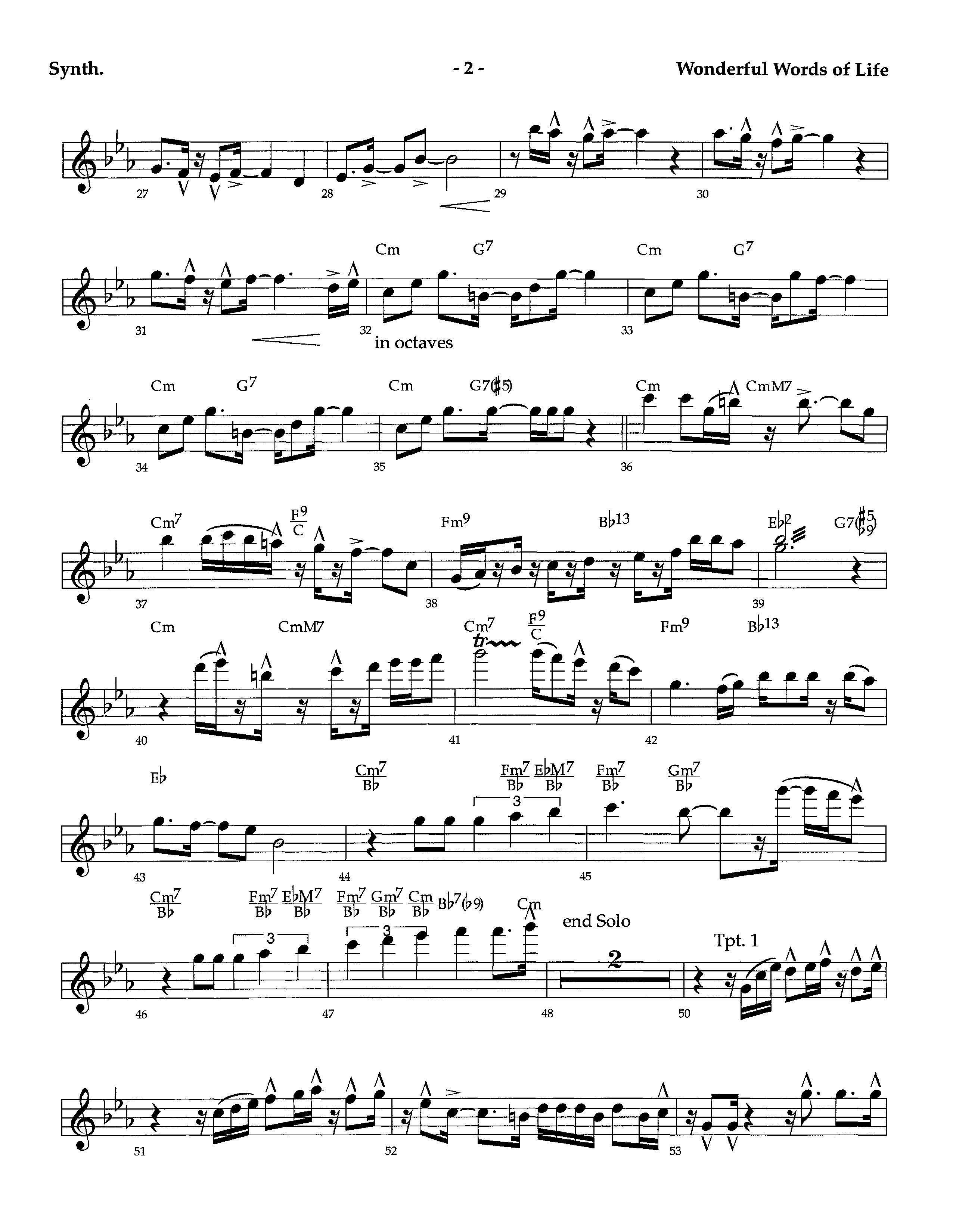 Wonderful Words Of Life (Instrumental) Synth (Lifeway Worship / Arr. Richard Kingsmore)