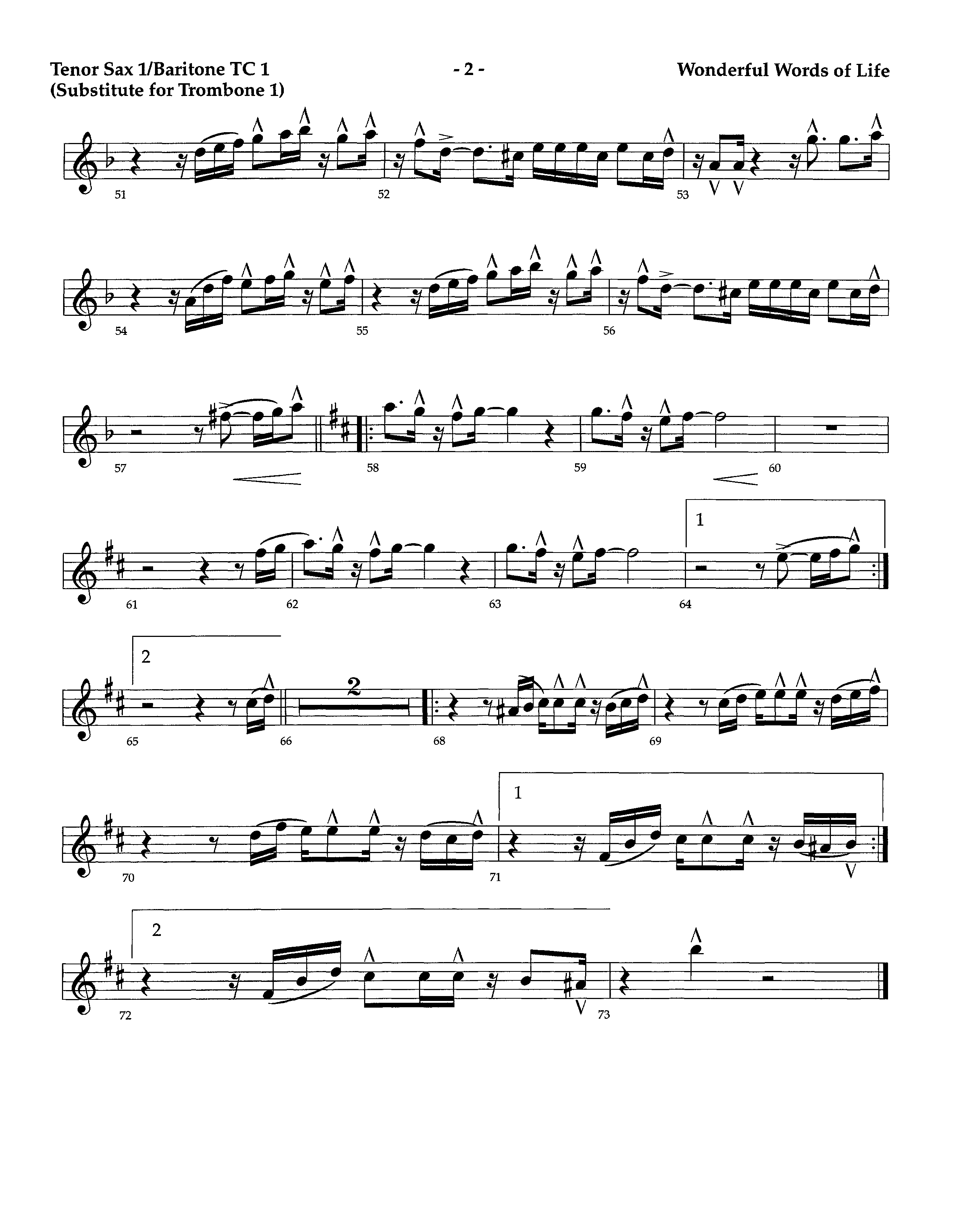 Wonderful Words Of Life (Instrumental) Tenor Sax/Baritone T.C. (Lifeway Worship / Arr. Richard Kingsmore)