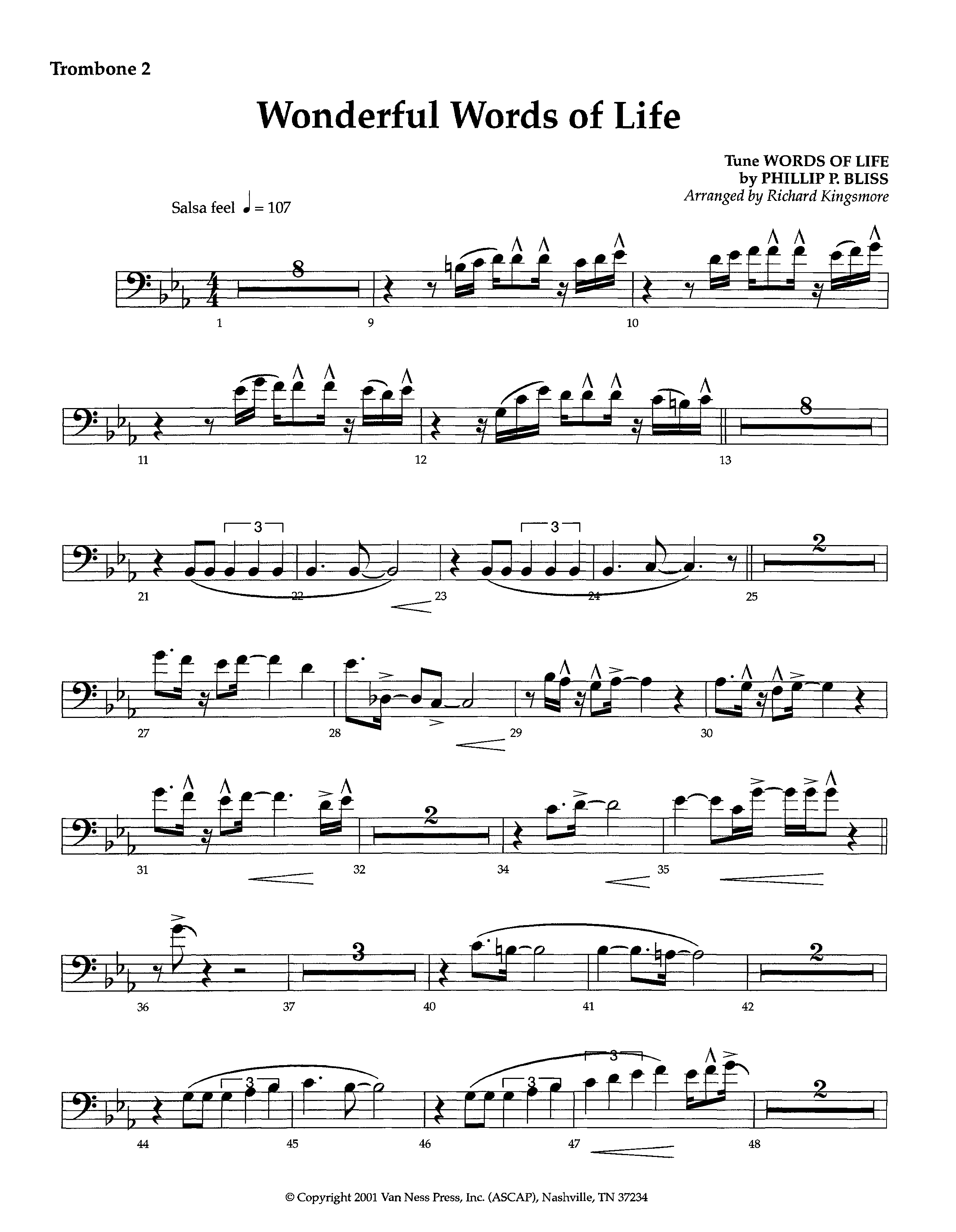 Wonderful Words Of Life (Instrumental) Trombone 2 (Lifeway Worship / Arr. Richard Kingsmore)