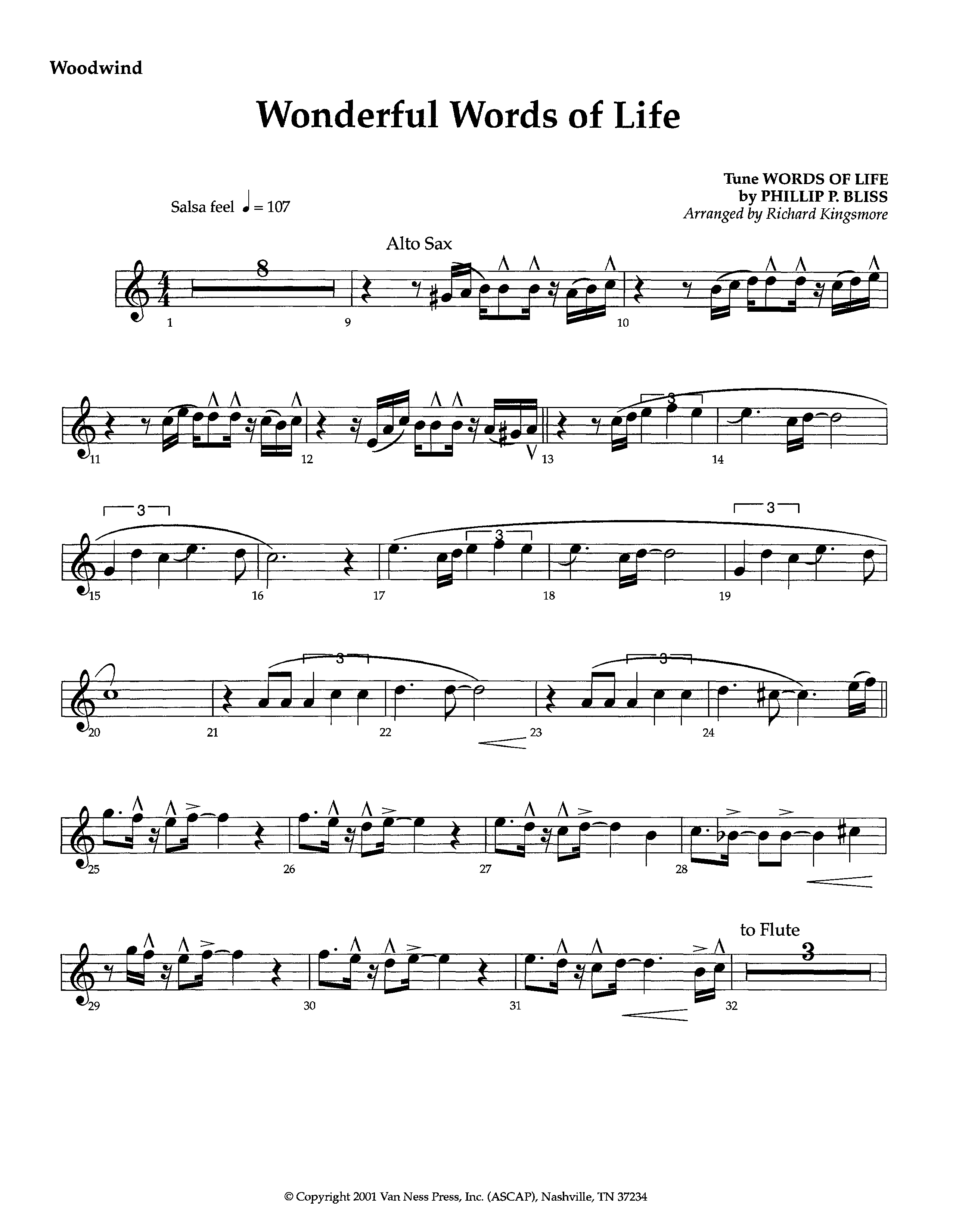 Wonderful Words Of Life (Instrumental) Winds (Lifeway Worship / Arr. Richard Kingsmore)