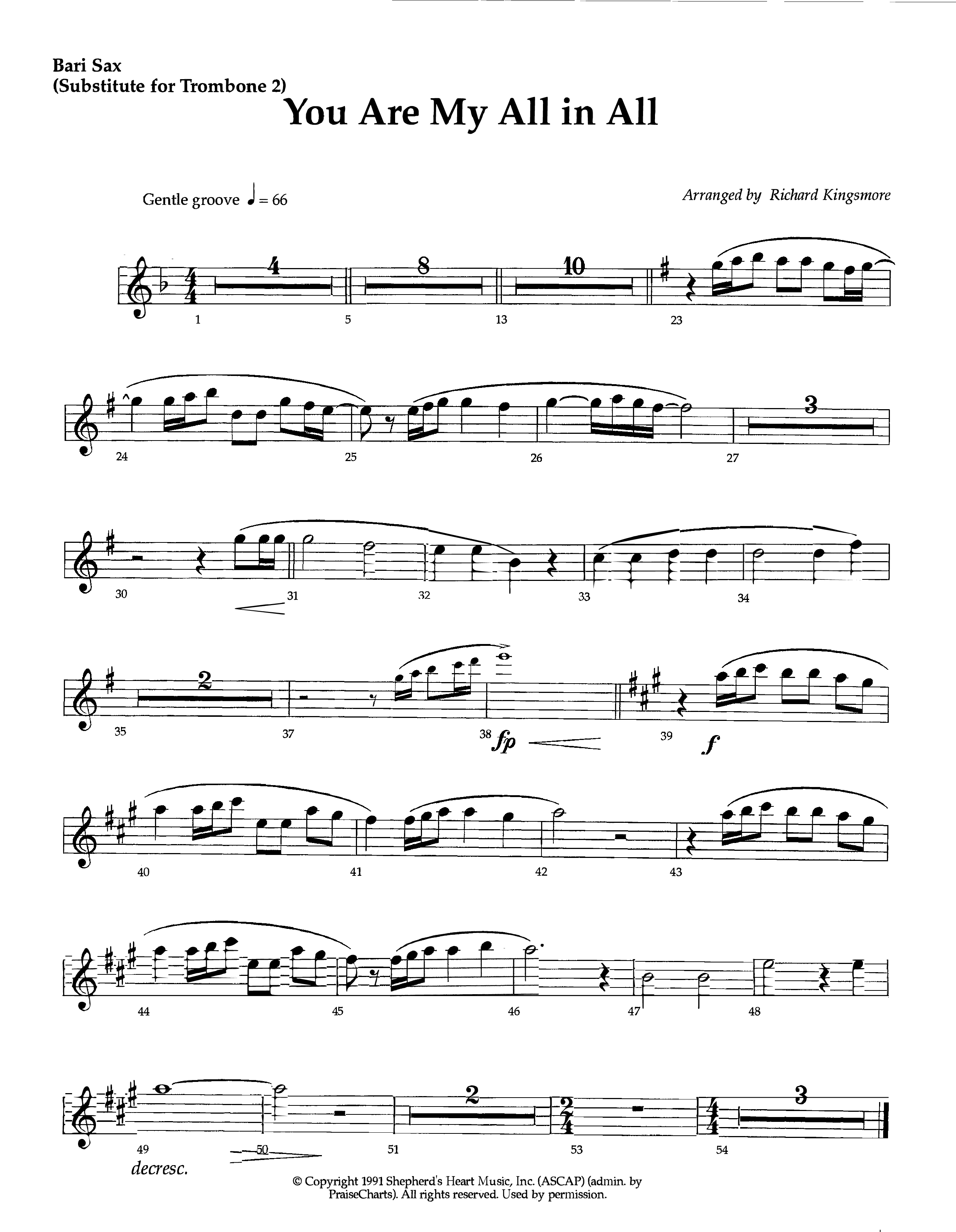 You Are My All In All (Instrumental) Bari Sax (Lifeway Worship / Arr. Richard Kingsmore)