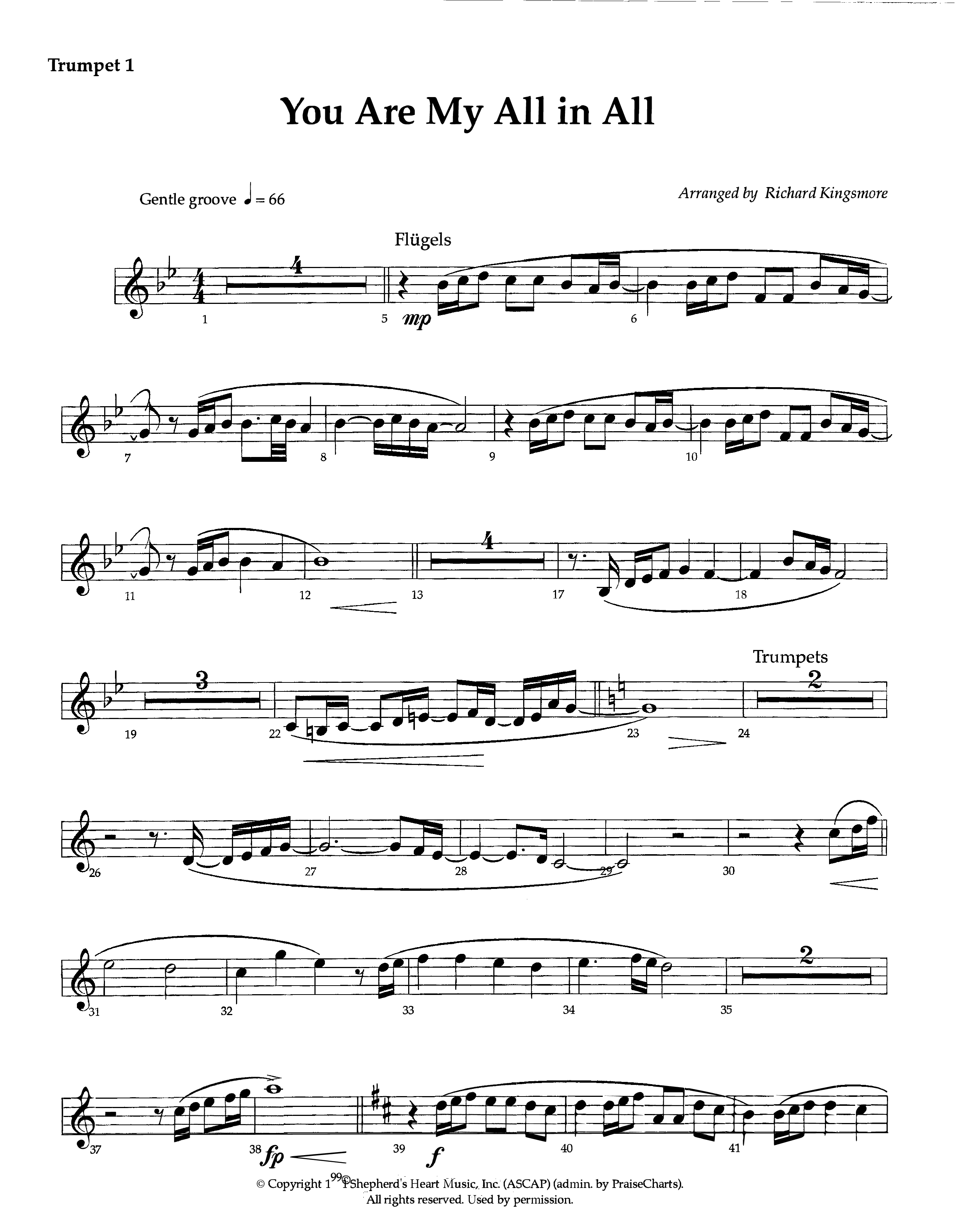 You Are My All In All (Instrumental) Trumpet 1 (Lifeway Worship / Arr. Richard Kingsmore)