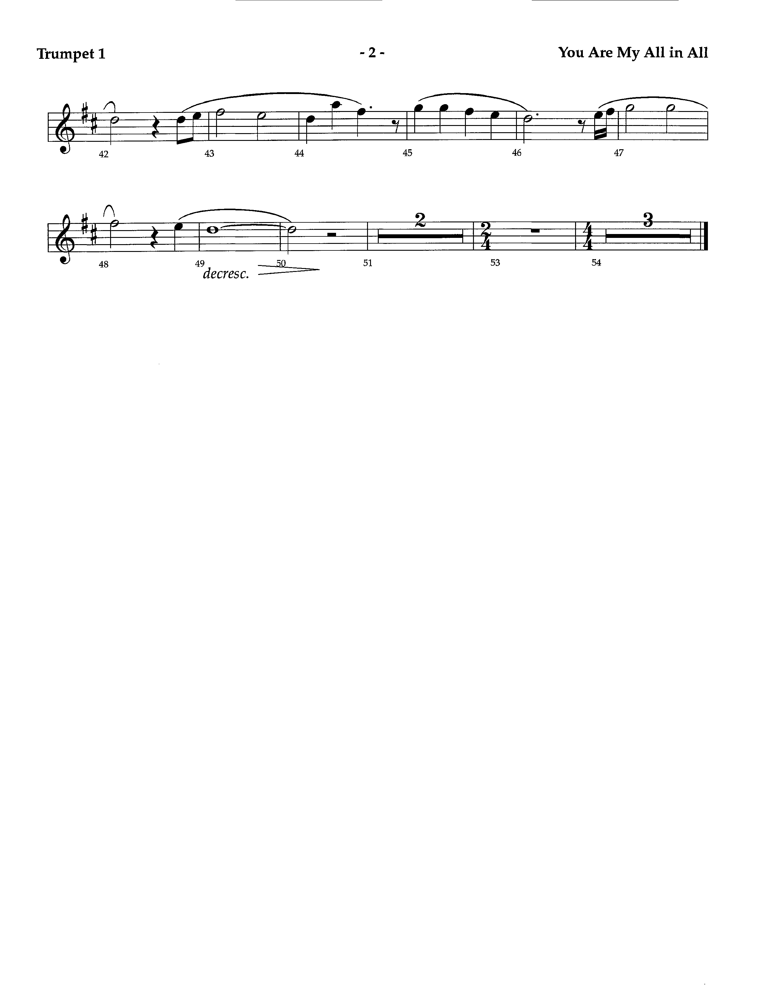 You Are My All In All (Instrumental) Trumpet 1 (Lifeway Worship / Arr. Richard Kingsmore)