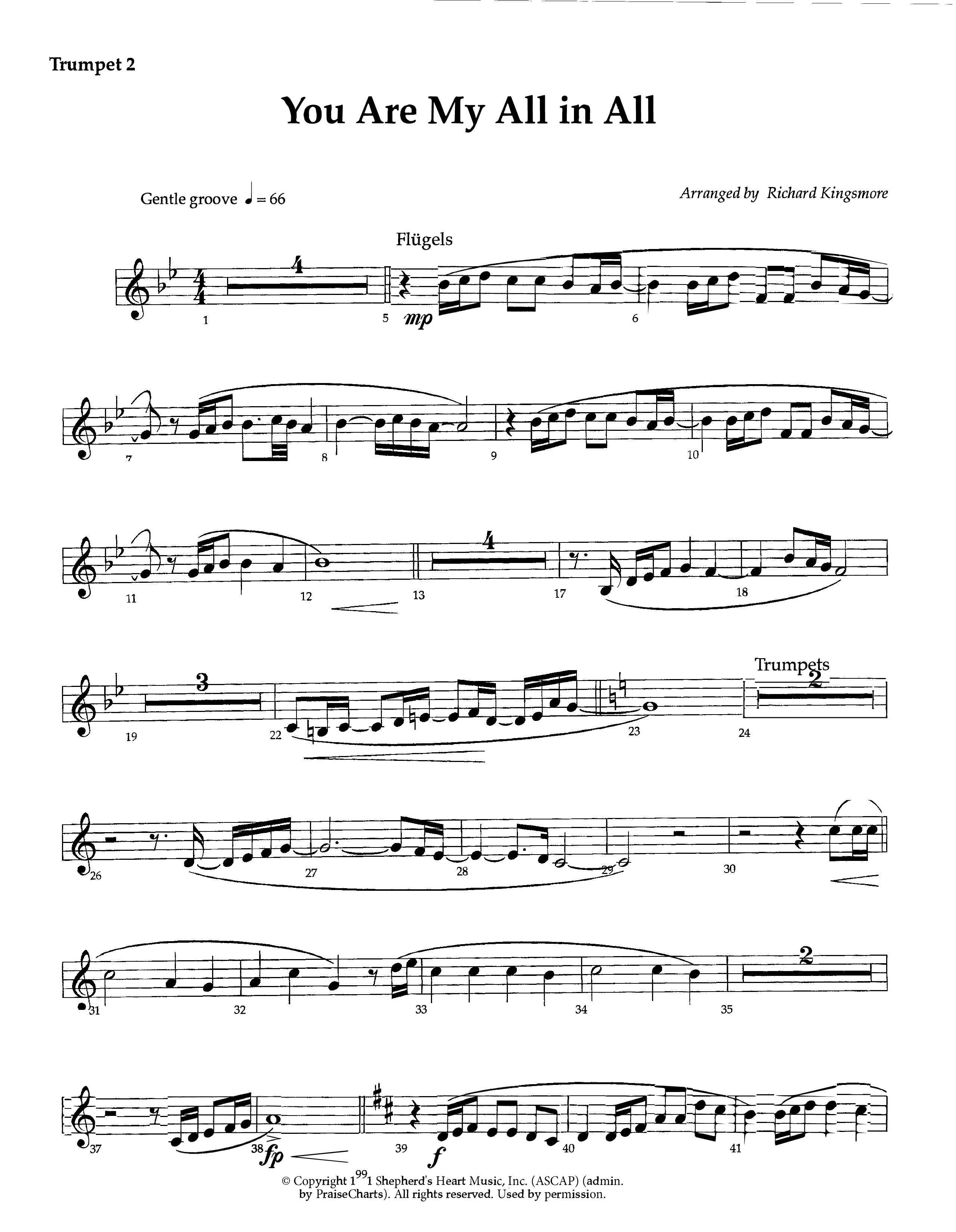 You Are My All In All (Instrumental) Trumpet 2 (Lifeway Worship / Arr. Richard Kingsmore)