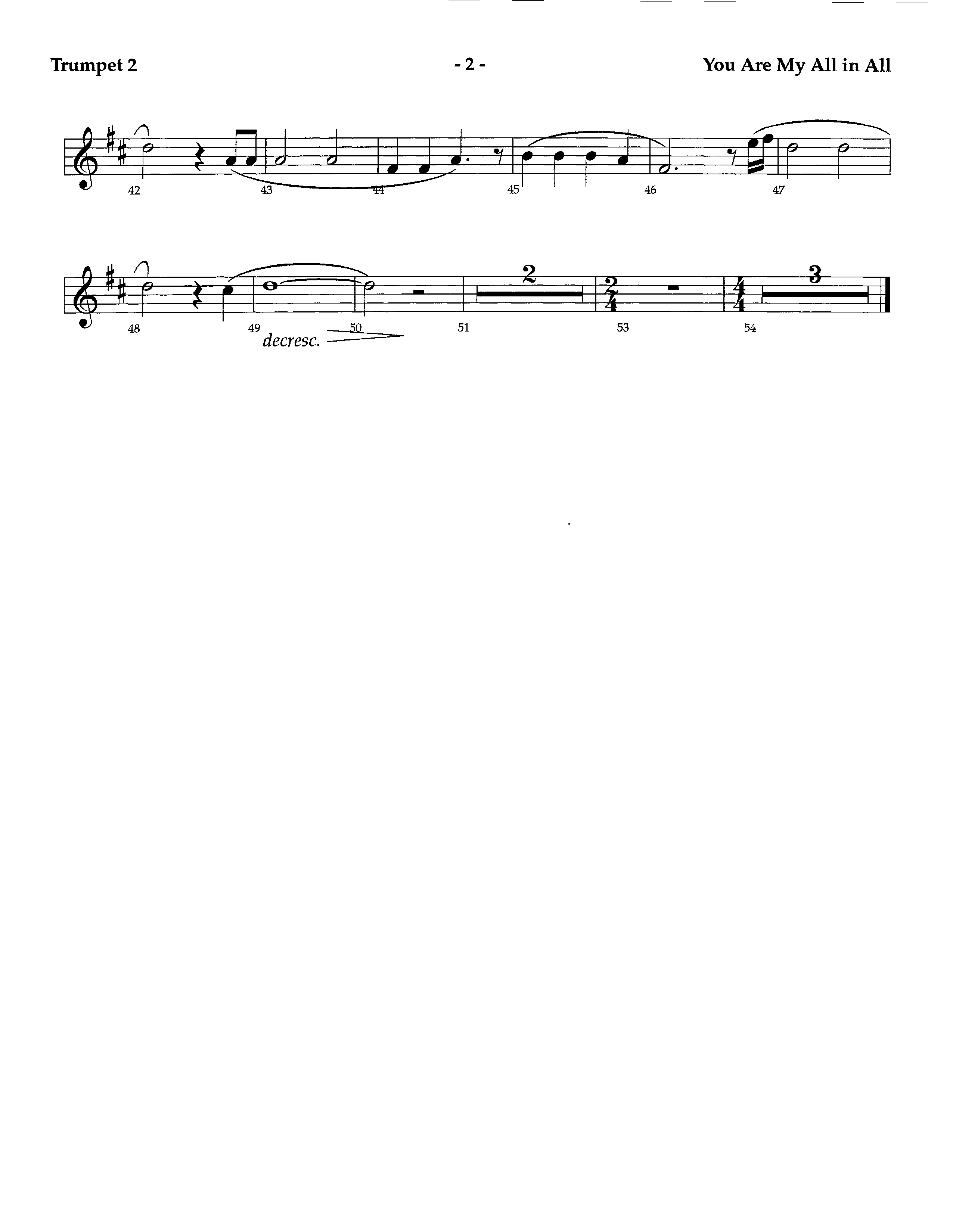 You Are My All In All (Instrumental) Trumpet 2 (Lifeway Worship / Arr. Richard Kingsmore)