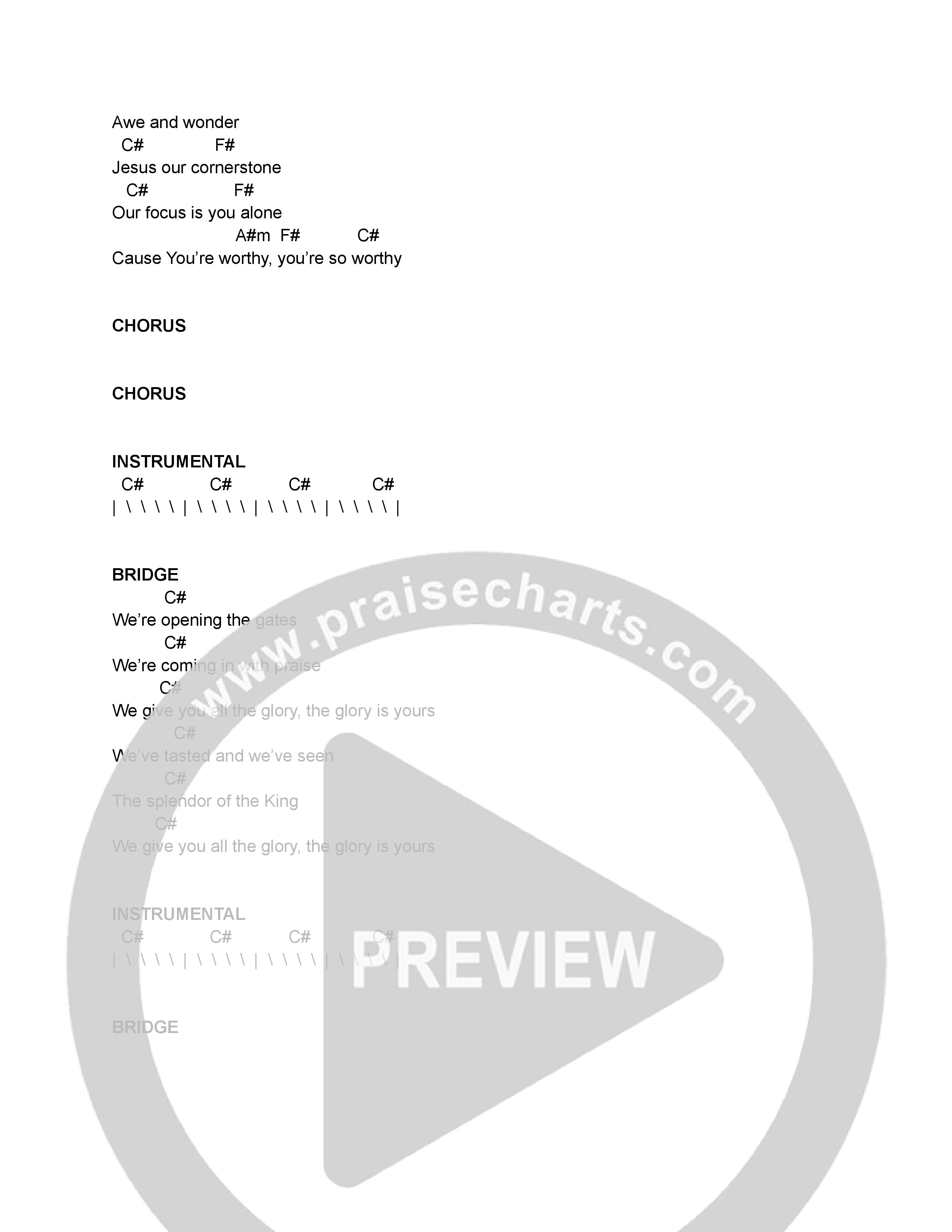 Come And Get Your Glory Chord Chart (Kory Miller)
