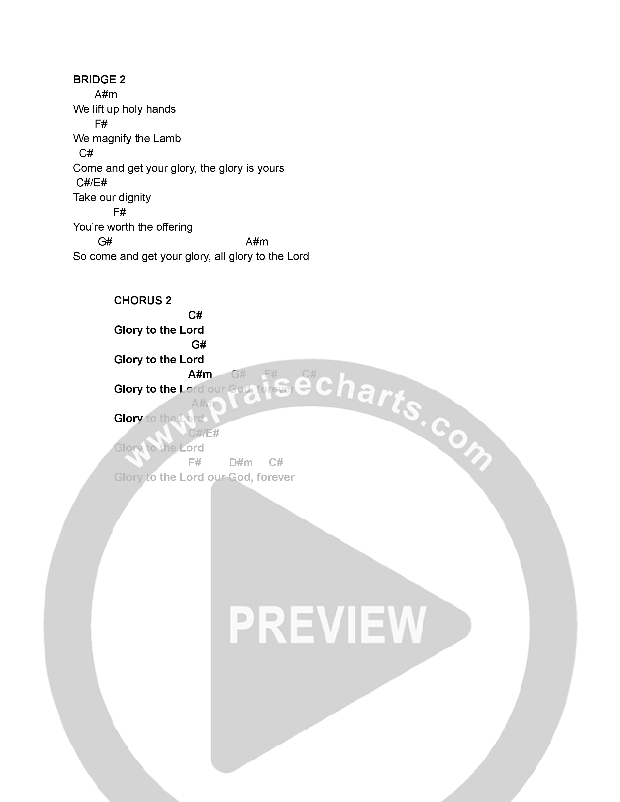 Come And Get Your Glory Chord Chart (Kory Miller)