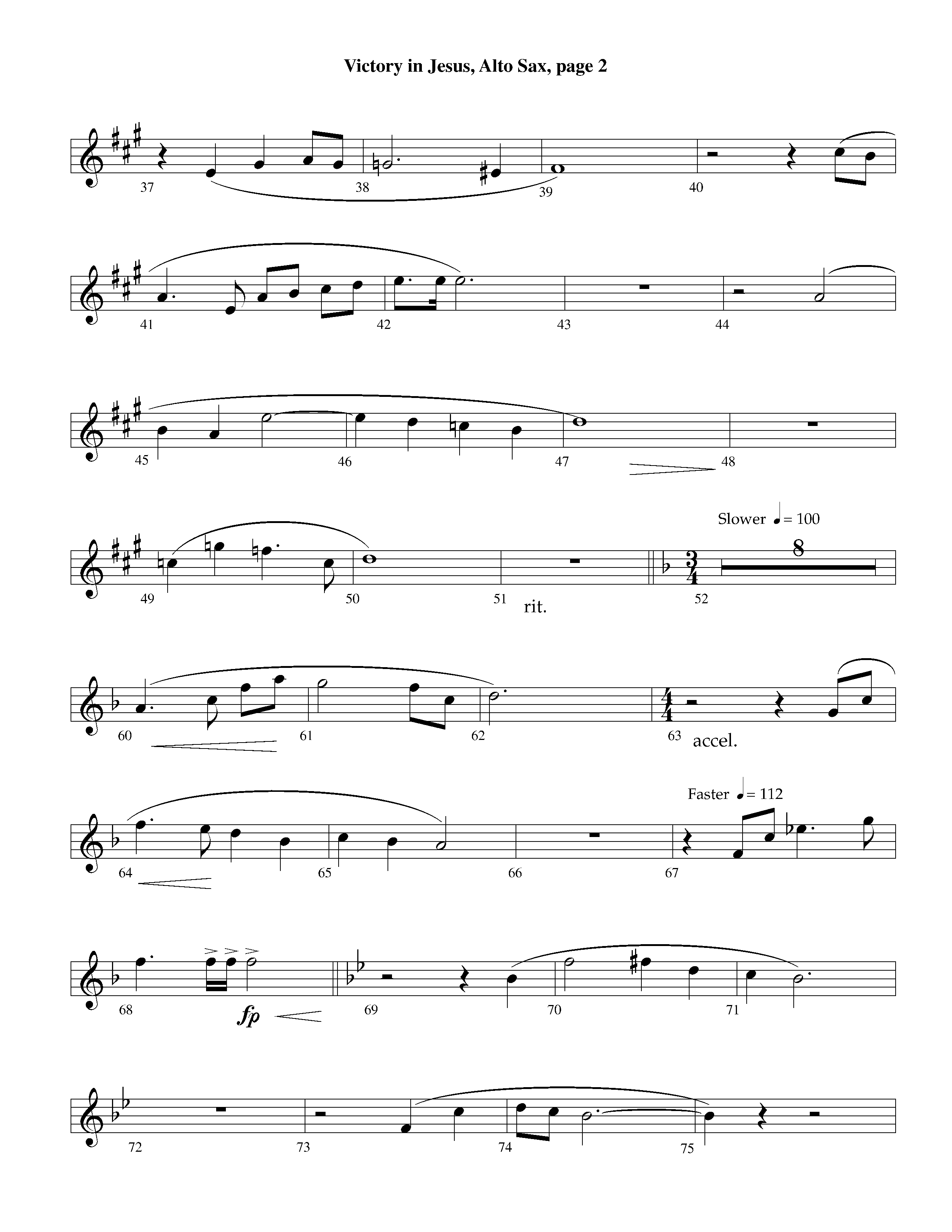 Victory in Jesus (with Solo Piano) (Instrumental) Alto Sax (Lifeway Worship / Arr. Richard Kingsmore)