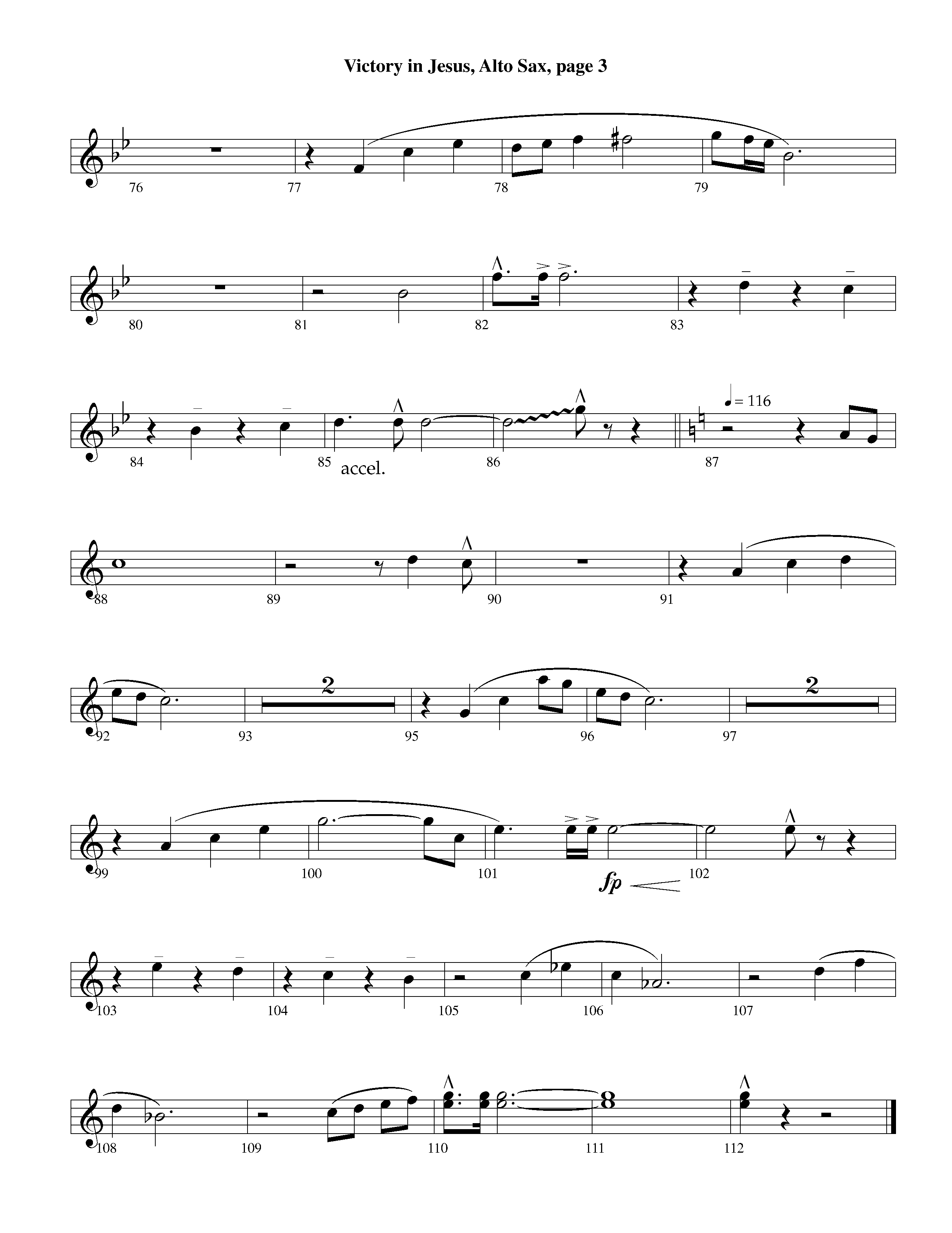 Victory in Jesus (with Solo Piano) (Instrumental) Alto Sax (Lifeway Worship / Arr. Richard Kingsmore)